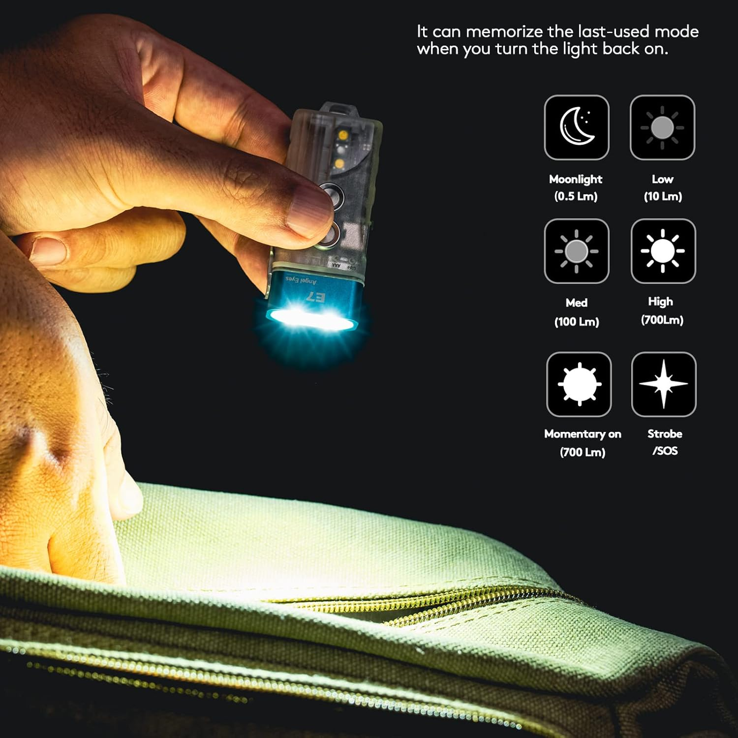 Rovyvon E7 Keychain Flashlight 700 Lumen Rechargeable Dual Power with Sidelight,Waterproof for Everyday Carry,Camping image number 5