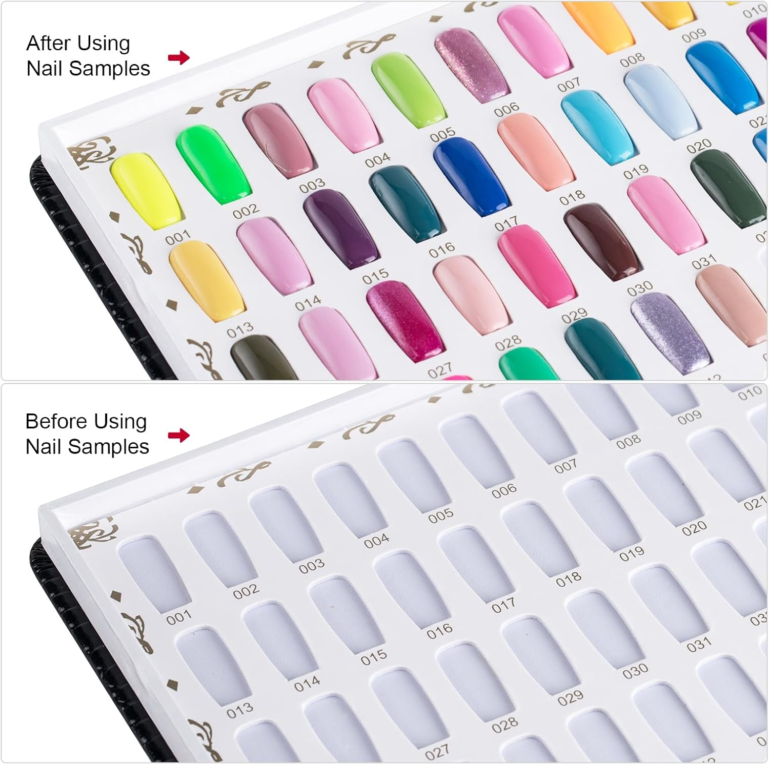 Acycoin2A Professional 216 Nail Colors Chart Dip Powder Card with 240 Tips and Nail Polish Number Sticker Label (Black) image number 5