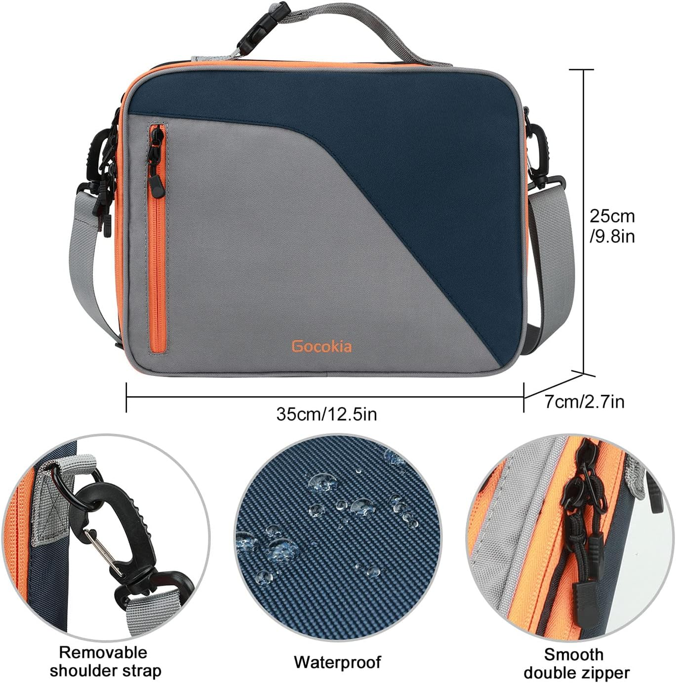 XL Large Travel Electronic Accessories Organizer with Shoulder Strap for 11.6''Laptop,Tablet,Cellphone,Hard Drives,Charger,Switch Console Accessories,Blue image number 5