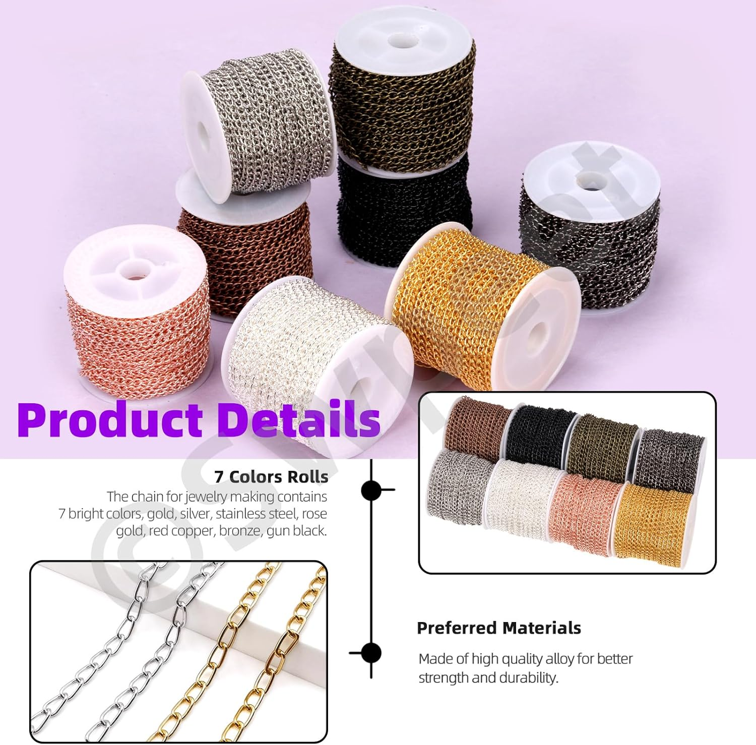 Swpeet 102Pcs Red Bronze 3Mm by 10 Yard Length Jewelry Making Chains Kit with Jump Rings, Lobster Clasps and Jewelry Plier, Necklace Chains Flat Cable Link Chain Bulk Ideal for DIY Craft Jewel Making - Black image number 3