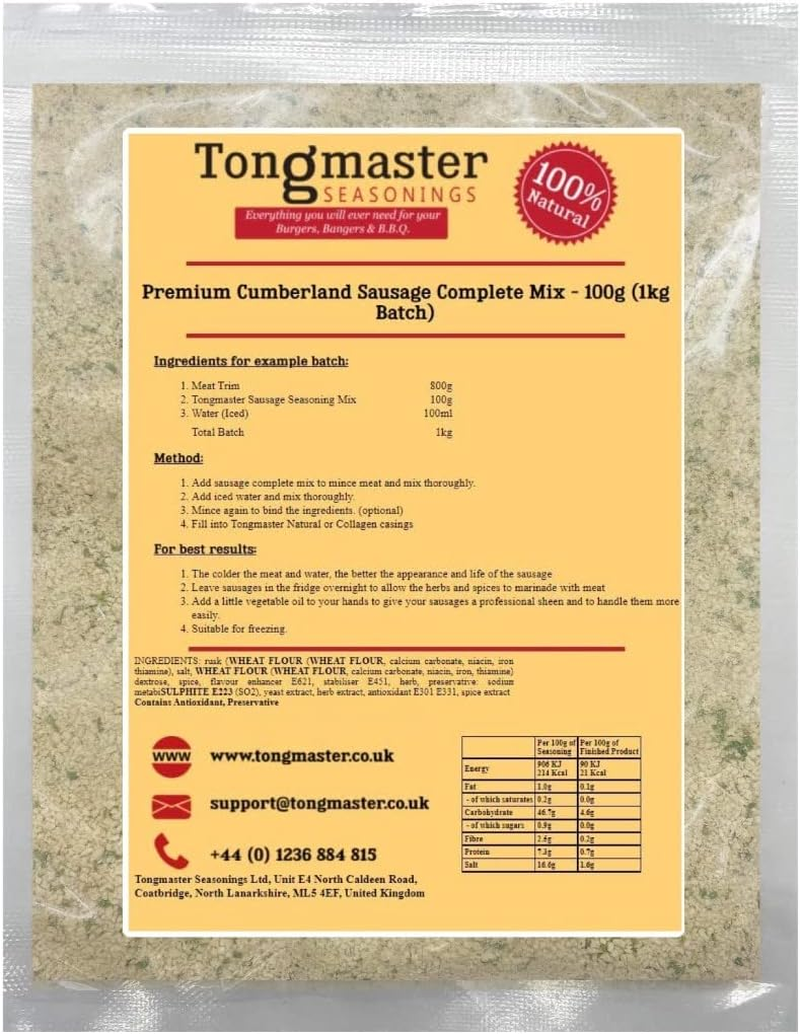 Premium Cumberland Sausage Complete Mix - 100G (1Kg Batch) image number 2