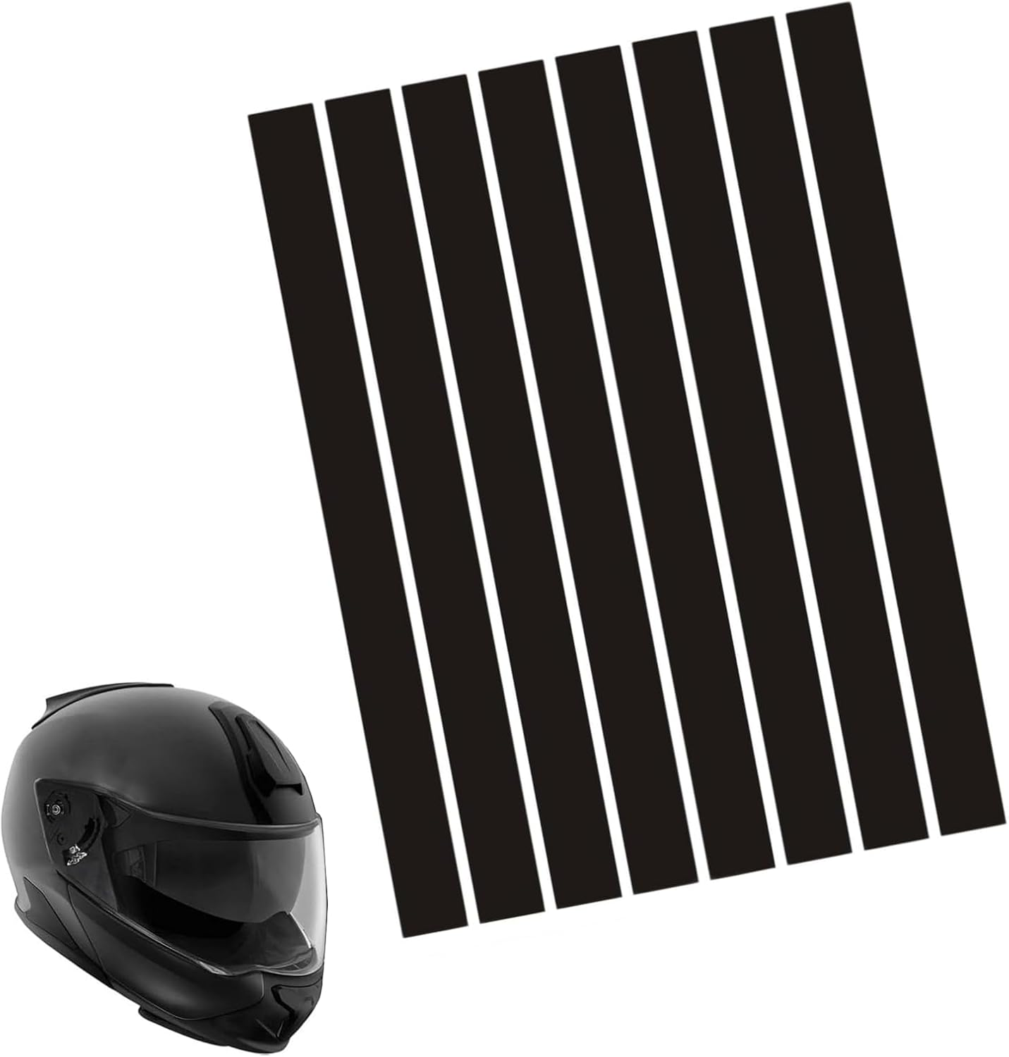Fokmuaex Black Reflective Stickers - High Visibility Safety Decals, Waterproof Self-Adhesive Reflective Tape for Helmet, Motorcycle, Car, Bike, Laptop, DIY Warning Decor (Length 15 Cm) image number 1