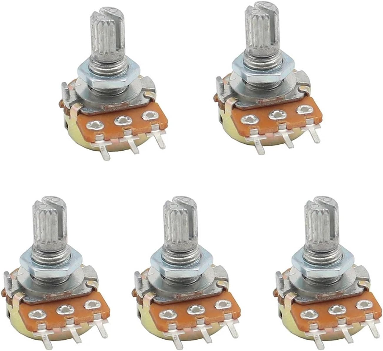 GUMMMY 1Pcs WH148 1K 2K 5K 10K 20K 50K 100K 250K 1M 3Pin Knurled Shaft Linear Taper Rotary Potentiometer Resistor W/Knob for Audrino(10K Ohm) image number 2