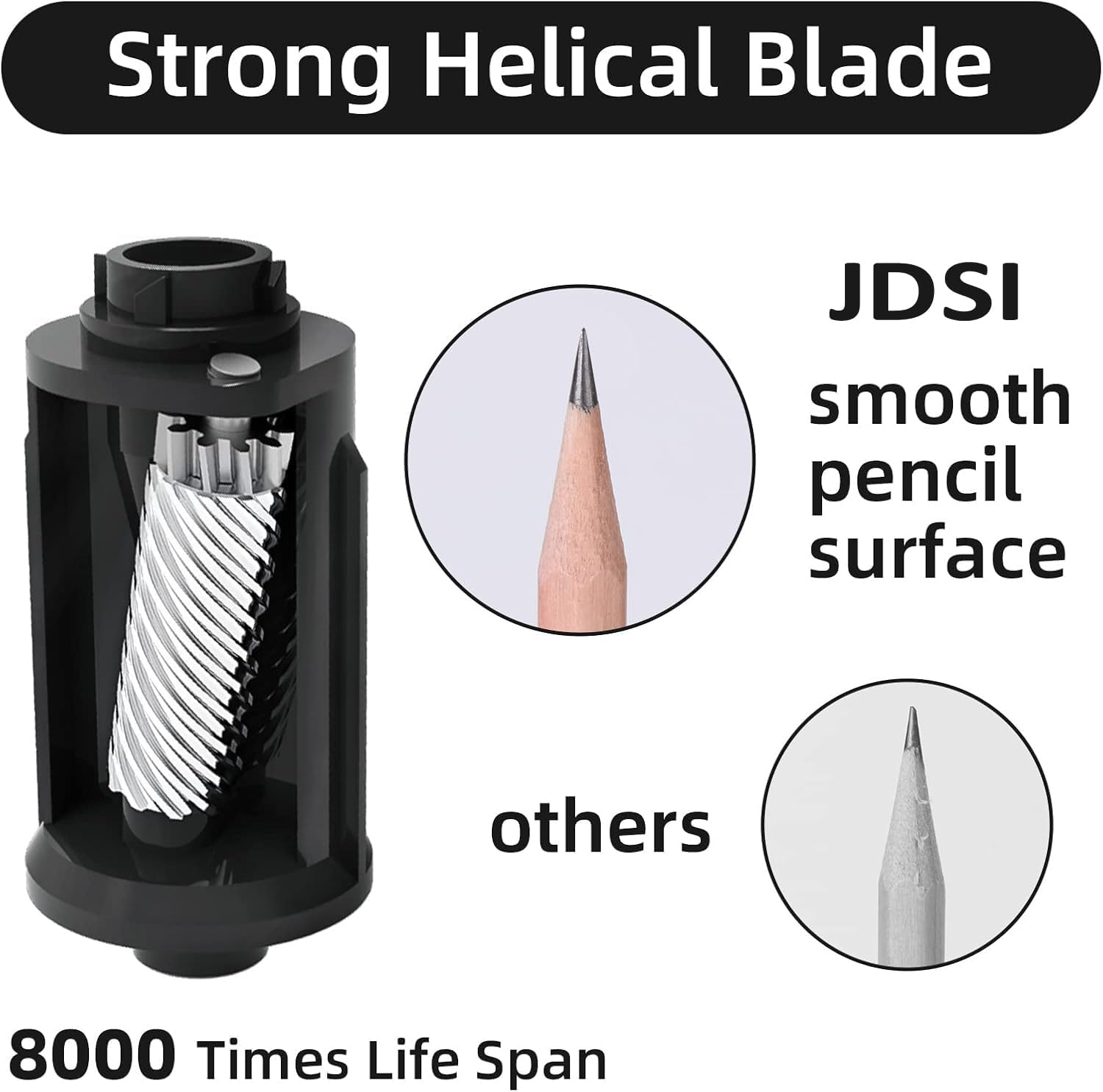 JDSI Lectric Pencil Sharpener Fully Automatic,Auto in & Out, Rechargeable Hands-Free Pencil Sharpener for 7-11.5Mm Jumbo Pencils, Adjustable Pencil Nibs (Whie) - Whie image number 6