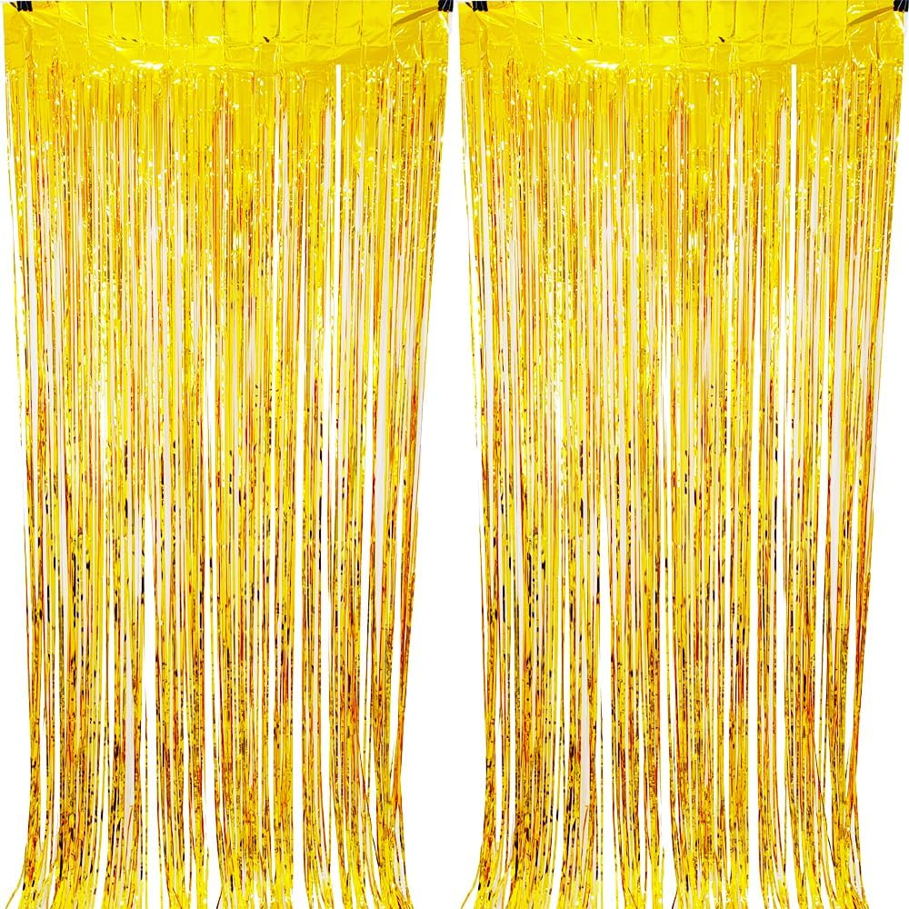 CYBERNOVA 2 Pack Fringe Curtain Backdrop, 3.2Ft X 6.6Ft Metallic Tinsel Foil Fringe Streamers Curtains Background for Wedding Birthday Anniversary Graduation Party Decoration (Silver)