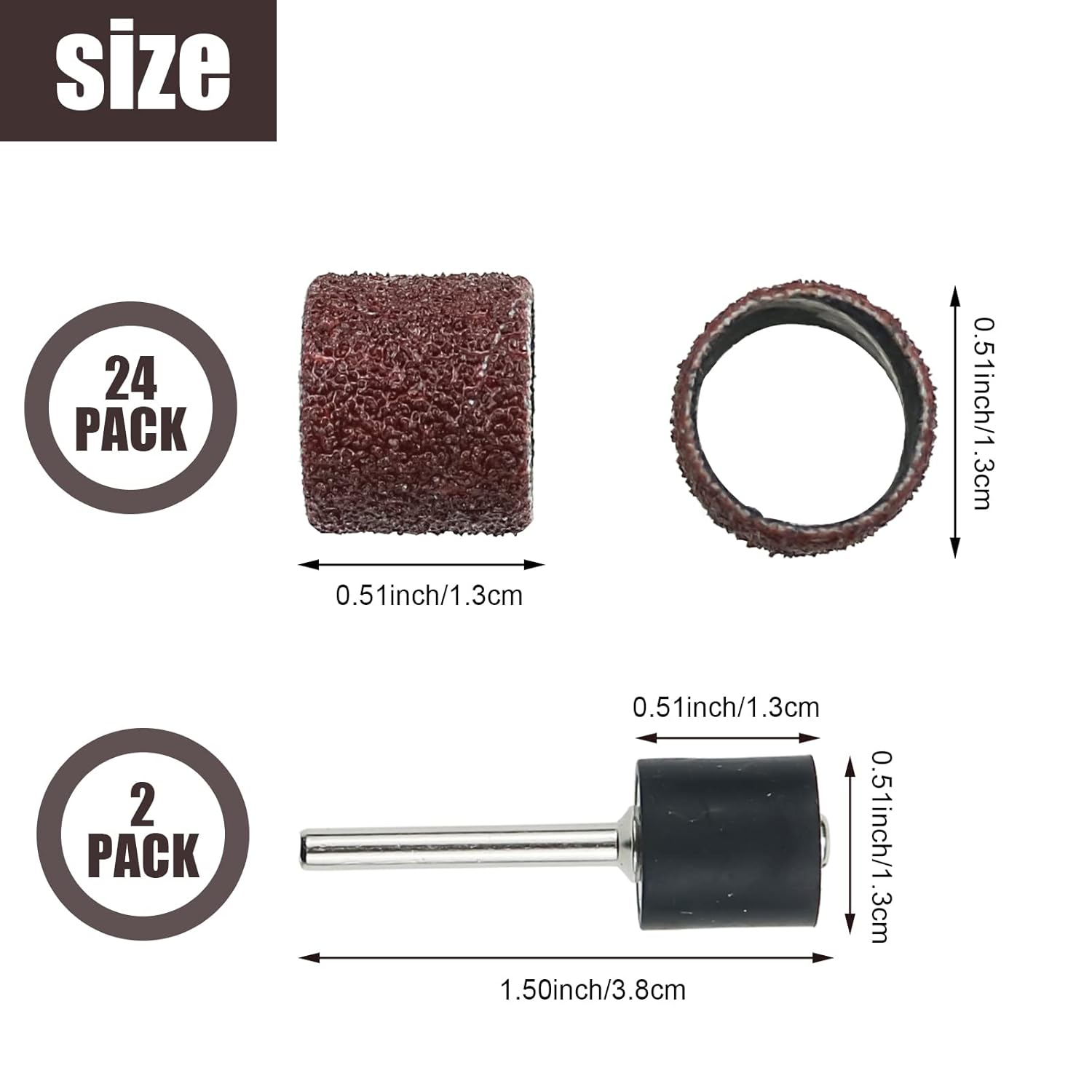 26 Pack Nail Grinder for Dogs Replacement Kit Sanding Drum Set Grit Sand Bands Shank Rotary Tool Kit Pet Nail Smoother Dog Claw Care (80#/120#) image number 6