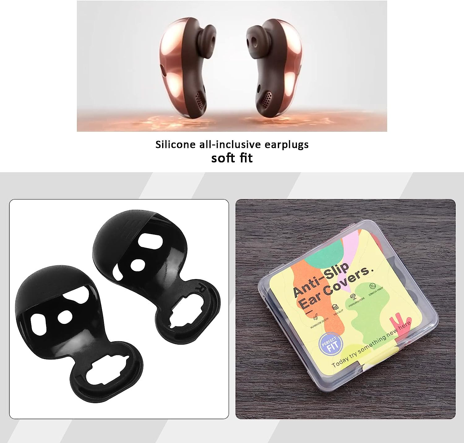 Emagtech 8 Pairs Ear Tips Compatible with Samsung Galaxy Buds Live Earphones Anti-Slip Silicone Earbud Cover (Black White Brown Red 4 Pairs Size L & 4 Pairs Size S)