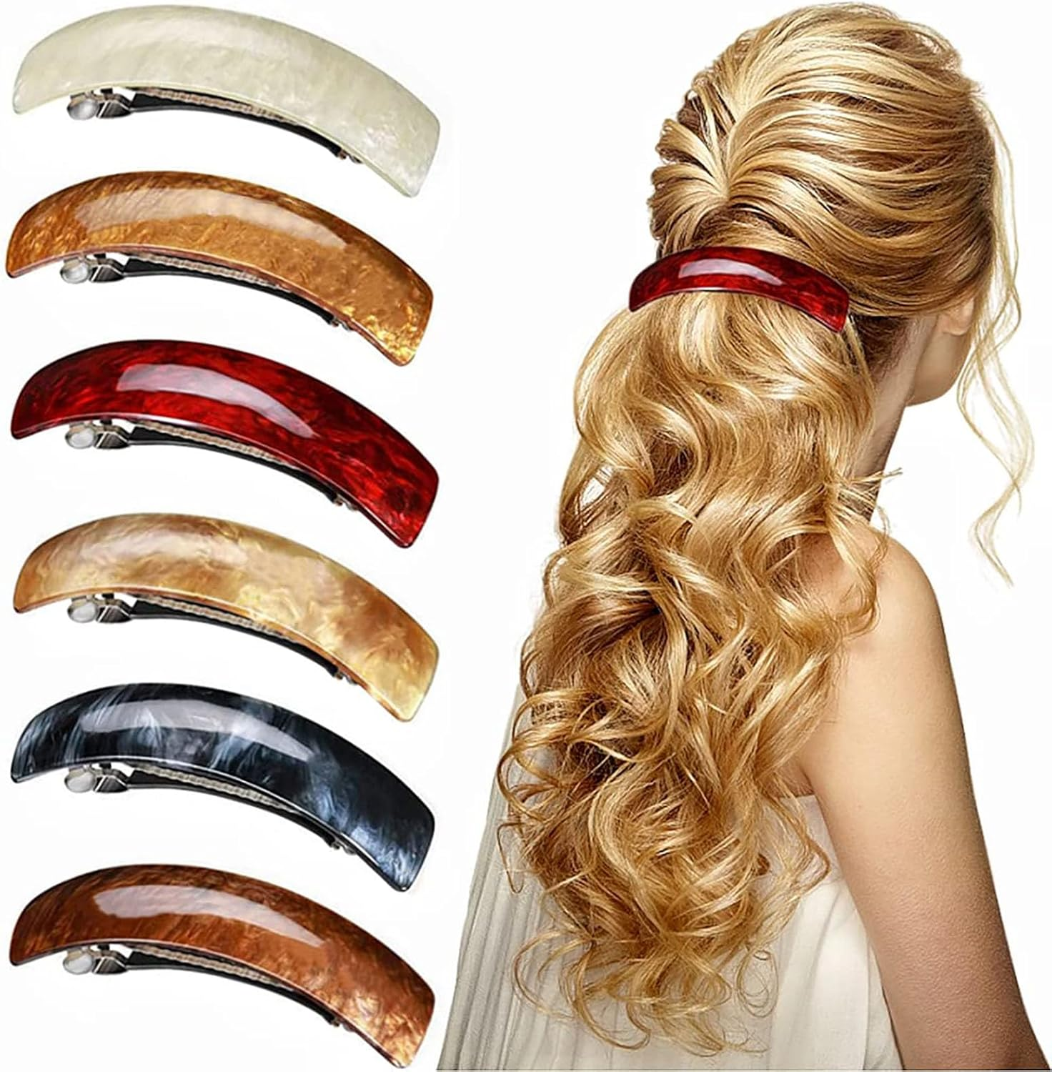 QYINXIU 6 Pieces Retro Acrylic Hair Clips, Hair Barrettes for Women, 6 Pieces Retro Large Hair Clips, Womens Hair Accessories, Hair Clasps, Small Hair Clips for Women image number 6