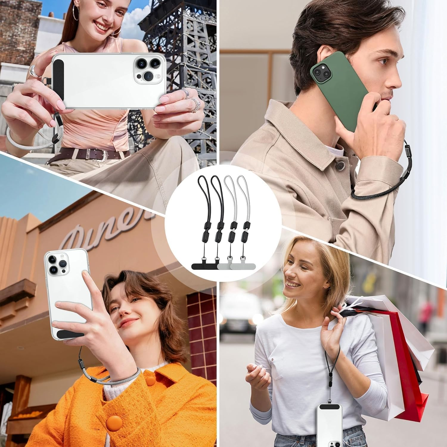 XILIYAI 2 Pack Black Nylon Classic Phone Lanyard Wrist Strap, anti Theft Strap, Compatible with Iphone and Most Cell Phones - 5Pack Multicolor image number 6