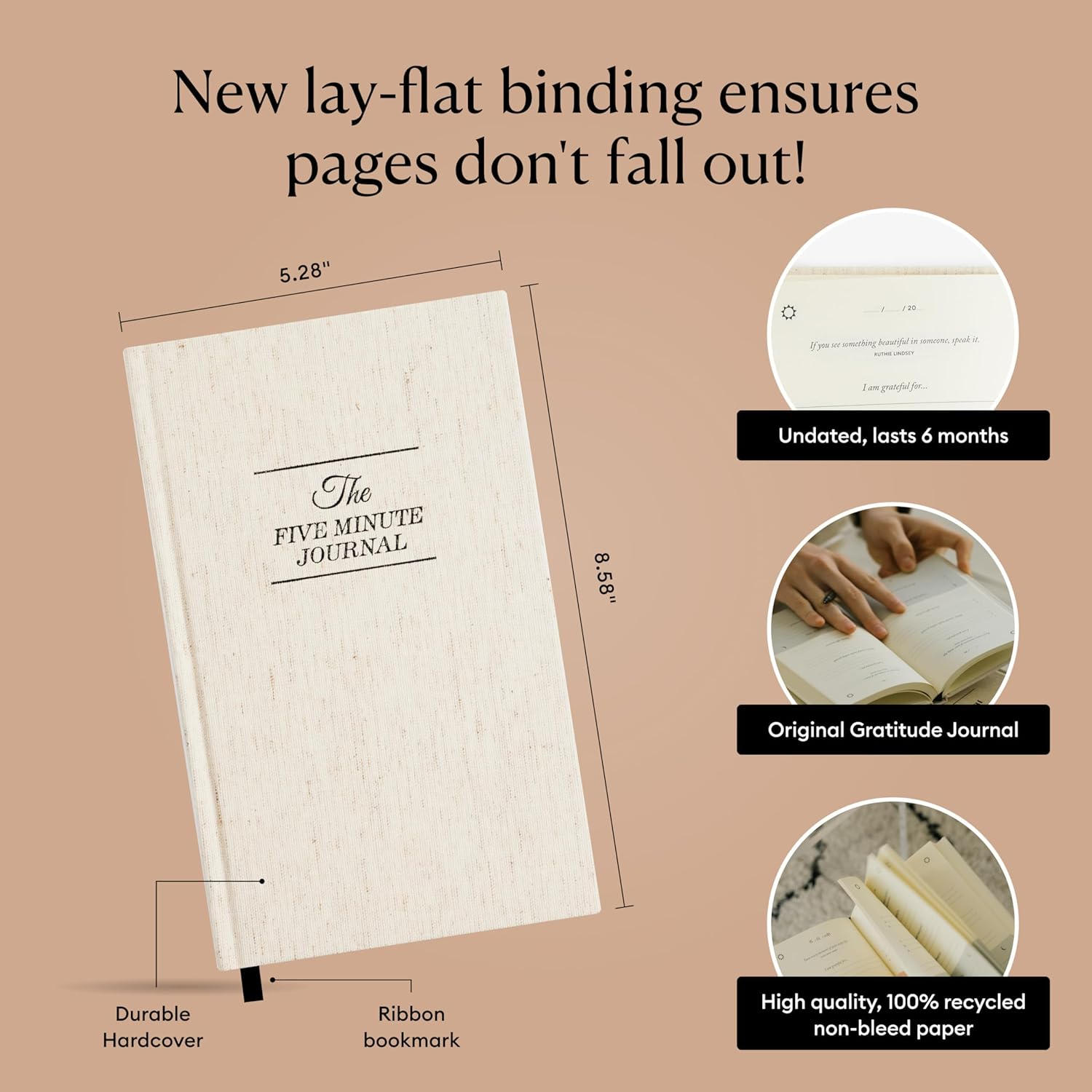 Spardar Gratitude Journal with Metal Pen, Five Minutes Journal a Day for More Happiness, Positivity, Mindfulness & Self Care, a Simple Effective Daily Mindfulness Journal, for Women & Men (White) image number 2