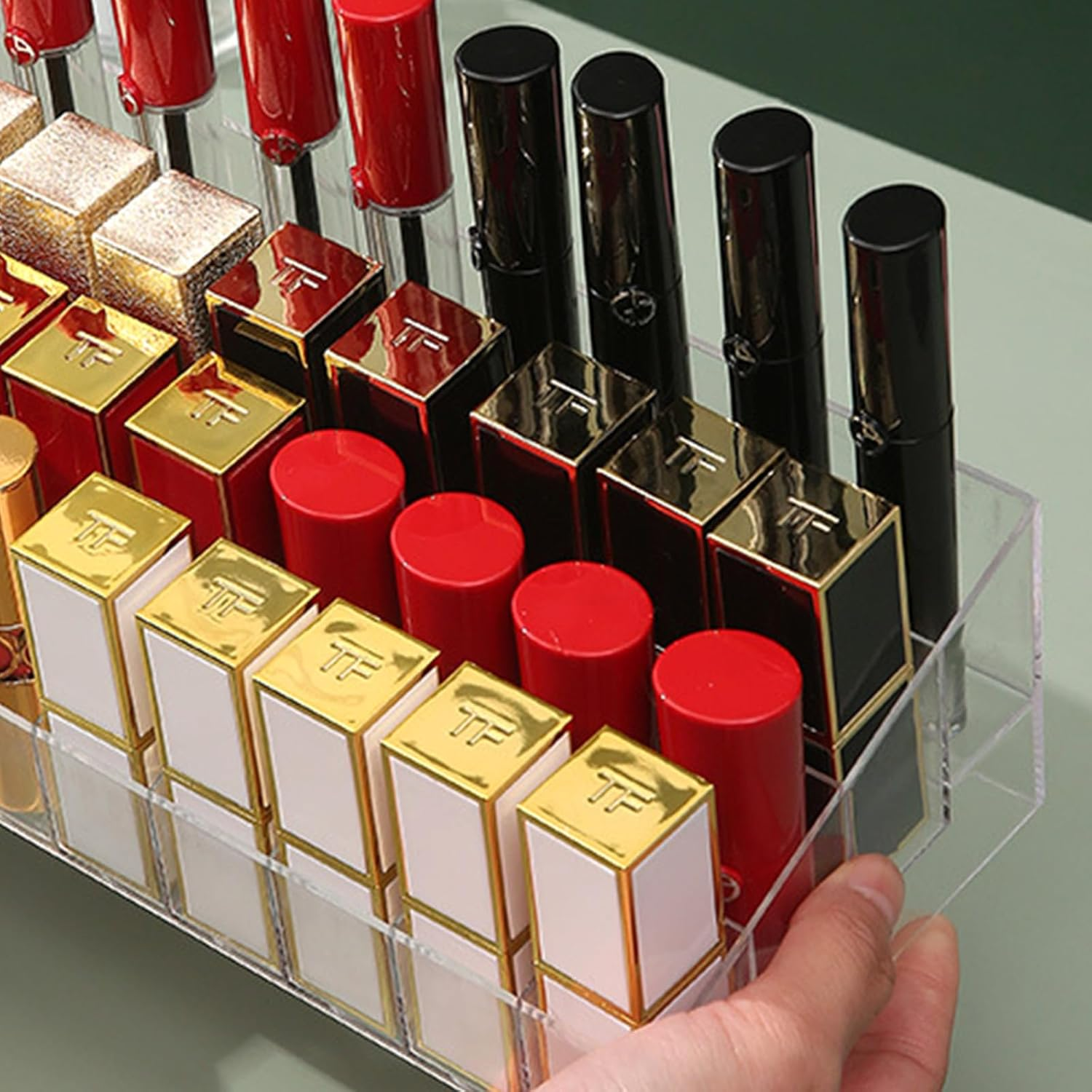 40 Grids Lipstick Organiser Acrylic Lipstick Storage Transparent Lipstick Holder Lipstick Stand Makeup Cosmetic Organiser image number 1