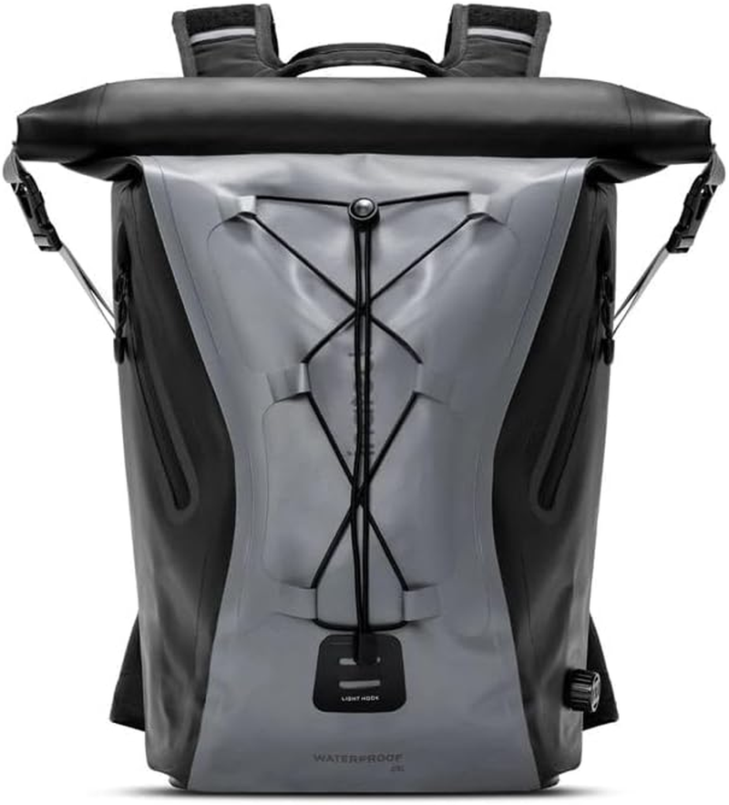 Inateck Bike Backpack 25-30L Waterproof Rolled Flap Backpack Multifunctional Hiking Backpack Suitable for Cycling, Hiking, Climbing and Outdoor Activities, Grey Black, 30 L image number 4