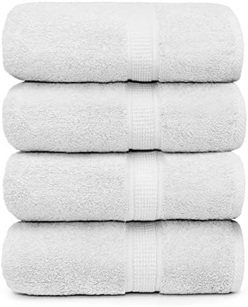 Premium Bamboo Cotton Bath Towels - Natural, Ultra Absorbent and Eco-Friendly 80Cm X 130Cm (Grey) (4 Piece Set)