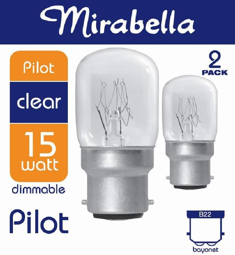 Mirabella 15W BC Pilot Dimmable Globe Bulb 2-Pieces Pack, Clear image number 1