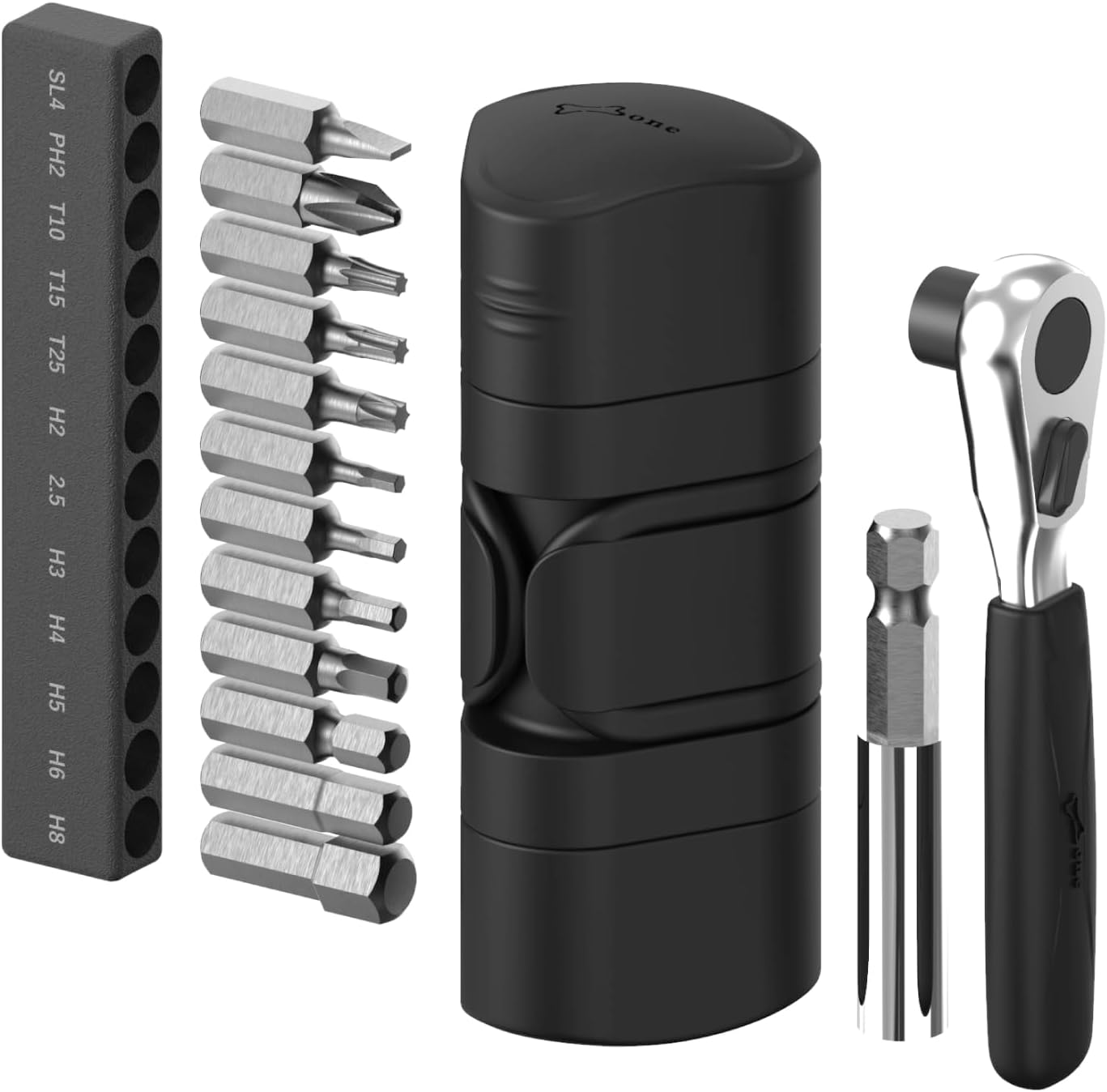 BONE Bike Portable Tool Kit Lite, 12-In-1 Mini Bicycle Repair Capsule, Scratch-Free & Waterproof Silicone Bag for Emergency Maintenance, Cycling Accessory with Ratchet Wrench for Biking & Home Repair