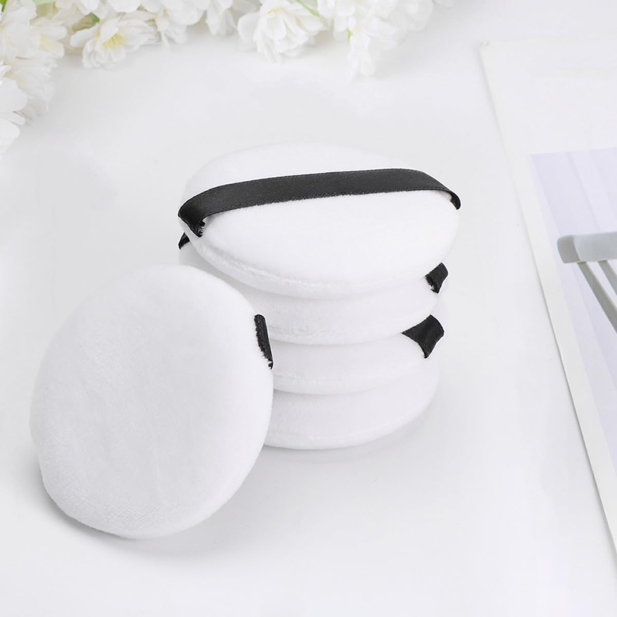 KITCHENKARATLY 20Pcs Velour Powder Puff Makeup Pads Compact Soft Cosmetic Face Powder Applicators Comfortable Lightweight Makeup Tool for Loose and Pressed Random Color image number 2