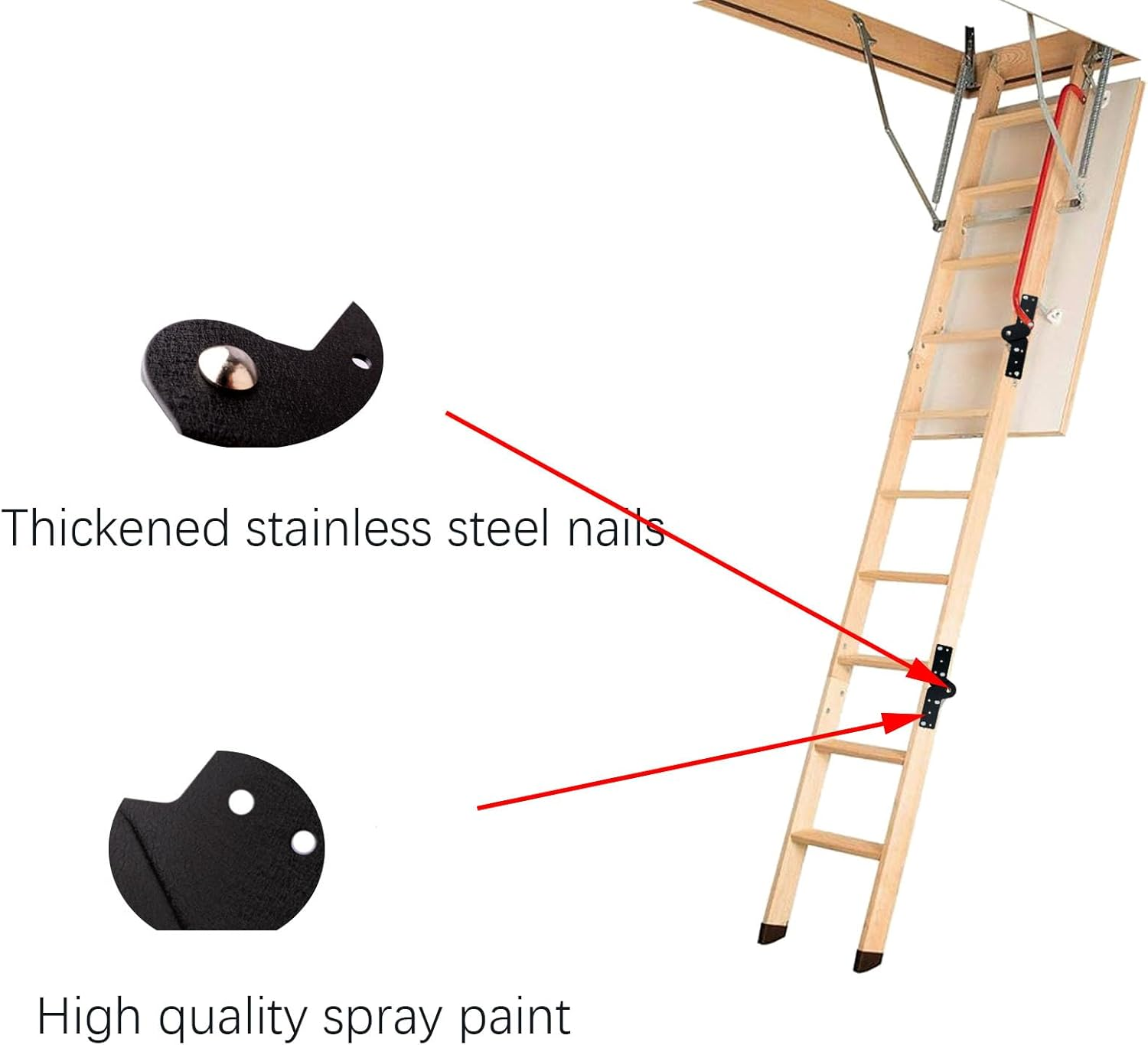 2 Pcs Attic Ladder Hinge Pull down Attic Stair Parts Attic Ladder Parts Suitable for Restoring Old Loft Ladder, DIY Ladder (Black) image number 2