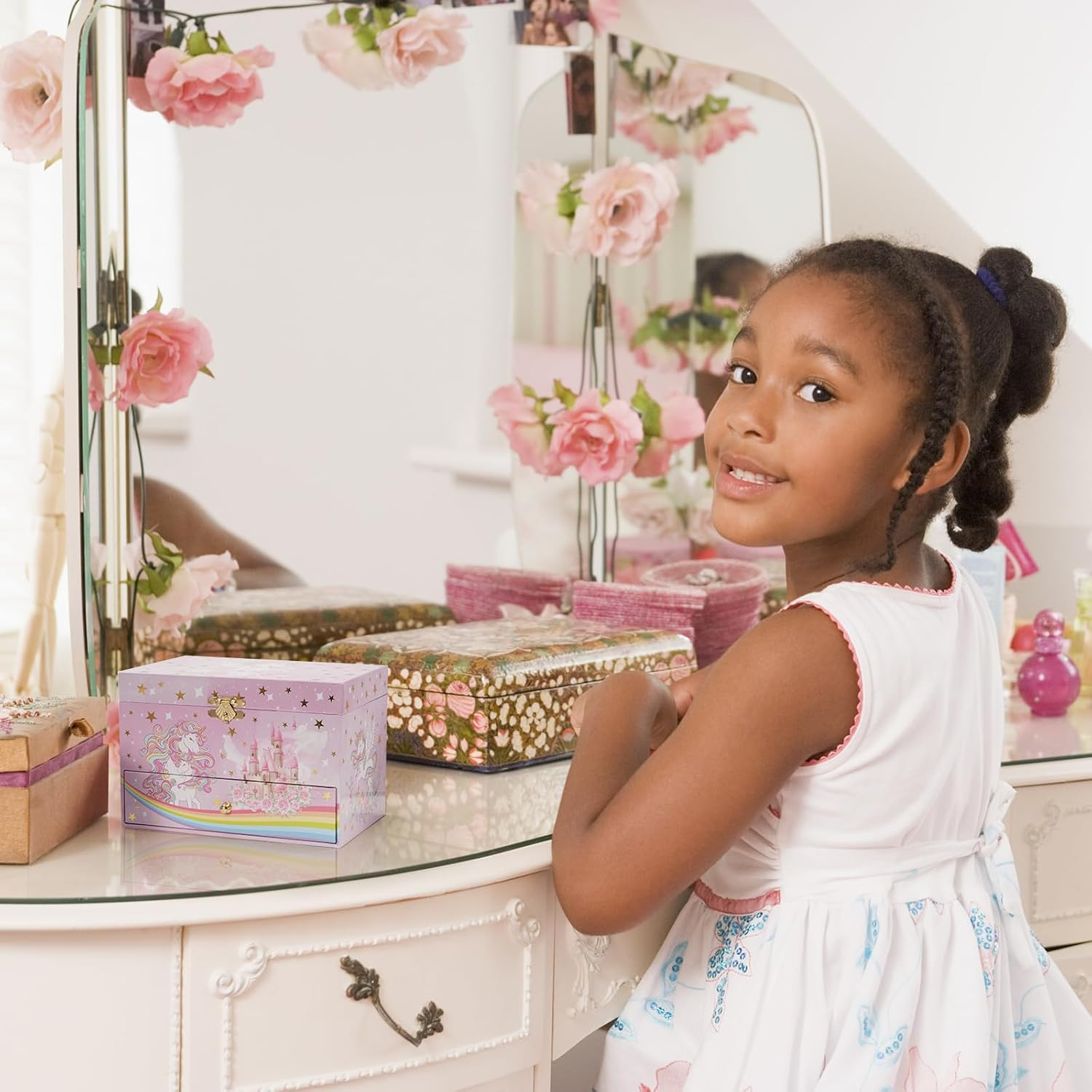 Procase Children'S Jewelry Box, Kids Jewelry Organizer with Unicorn for Little Girls, Jewelry Case for Toddler Age 2 3 4 5 6 7 8 -You'Re My Sunshine image number 2