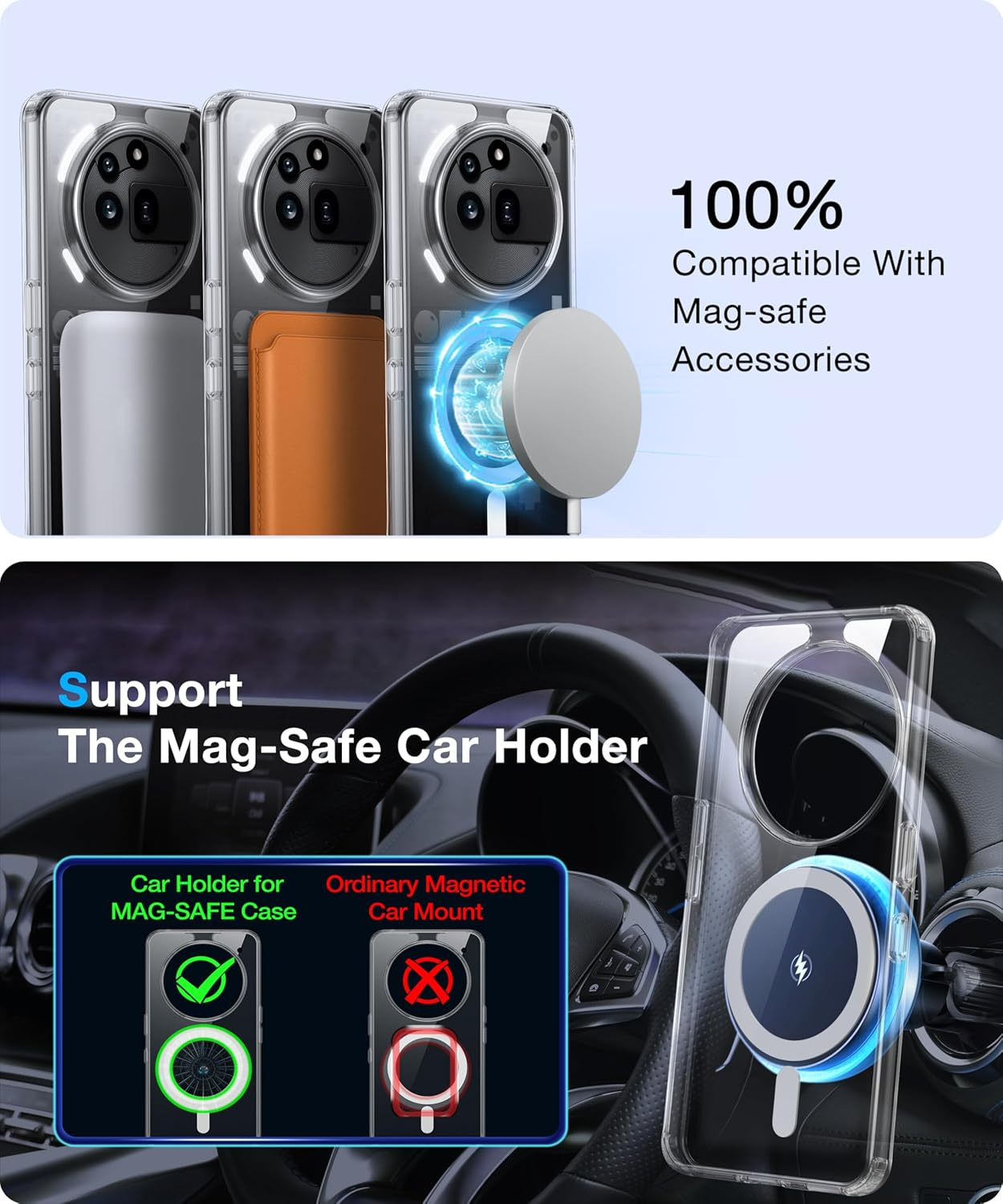 FNDMIL [NO.1 Magnetic] for Nothing Phone 3A Pro Case with Magsafe [Transparent Anti-Yellow] [Military Shockproof] [Slim Fit] Hard Case with Soft Silicone Bumper Mobile Phone Case for Nothing Phone 3A image number 5