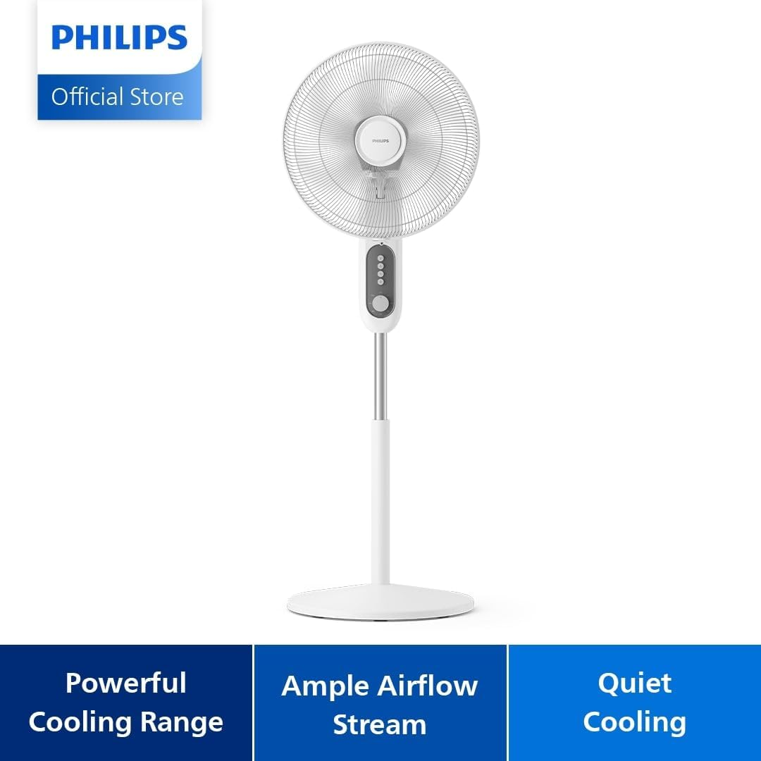 Philips Pedestal Fan Series 1000 - Powerful & Quiet, 38 Db, Height Adjustable, Tiltable & Rotating, Timer, White (CX1220/00) image number 6