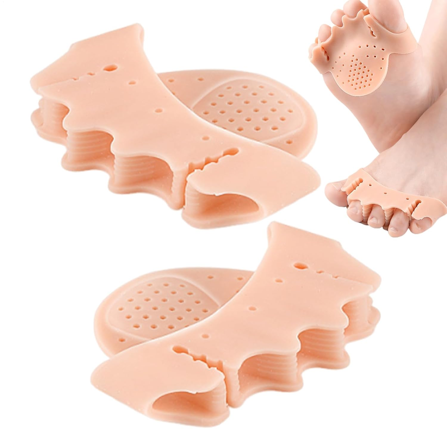 Toe Corrector,2X Silicone Toe Straightener | Foot Corrector Cushion Forefoot Half-Size Pad for Yoga Exercise Daily Use High Heels Walking Home Dancing Pedicure Men Women image number 1