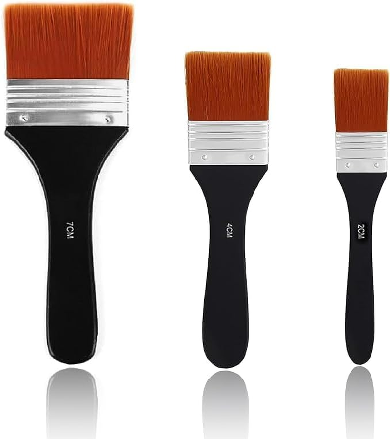 Large Flat Paint Brush Set, 3 Pieces Wide Flat Acrylic Paint Brushes Set, Nylon Bristles Brush for Acrylic, Oil and Watercolor Painting Brushes image number 5