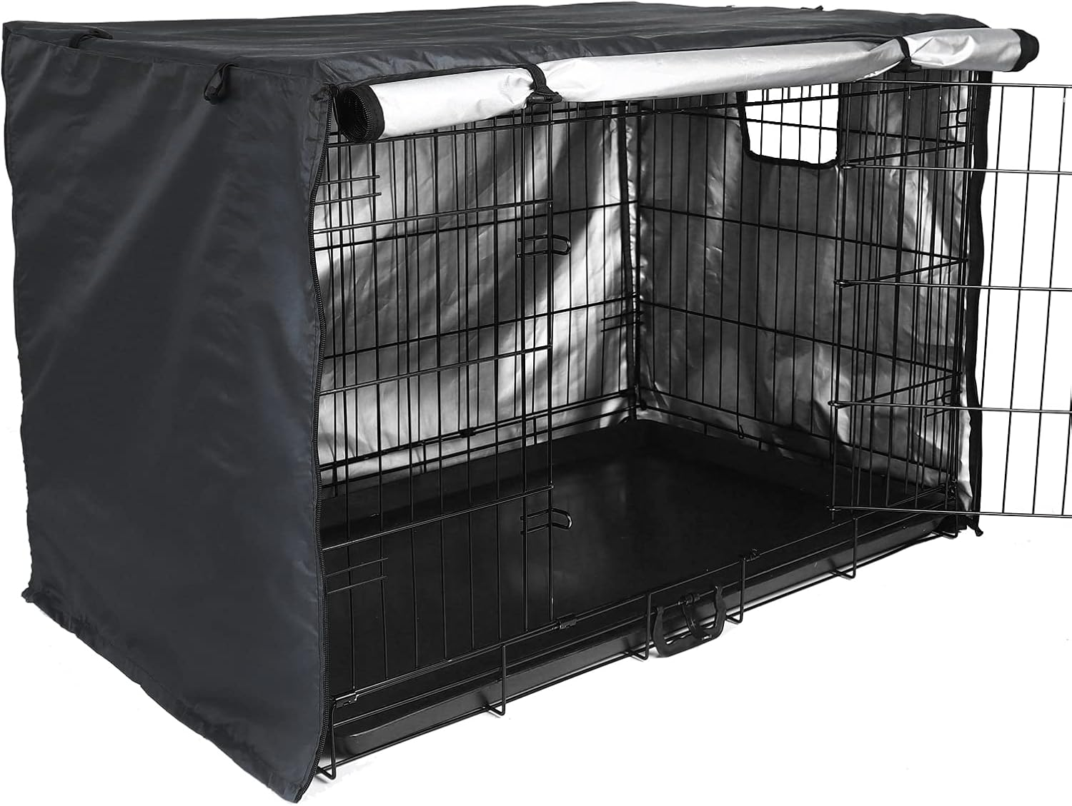 Dog Crate Cover 36 Inch - Double Door, Waterproof Dog Kennel Cover with Air Vent Window, for Indoor/Outdoor Most Wire Dog Crate image number 3