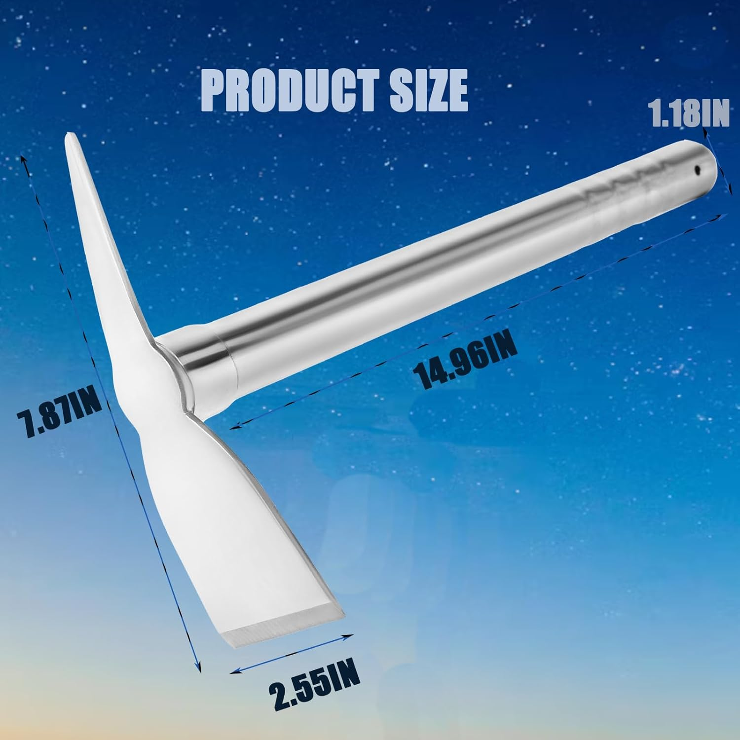 Metal Detecting Stainless Steel Pickaxe, 15'' Metal Detecting Pick Tool, Metal Detector Accessories, for Gold Mining image number 3