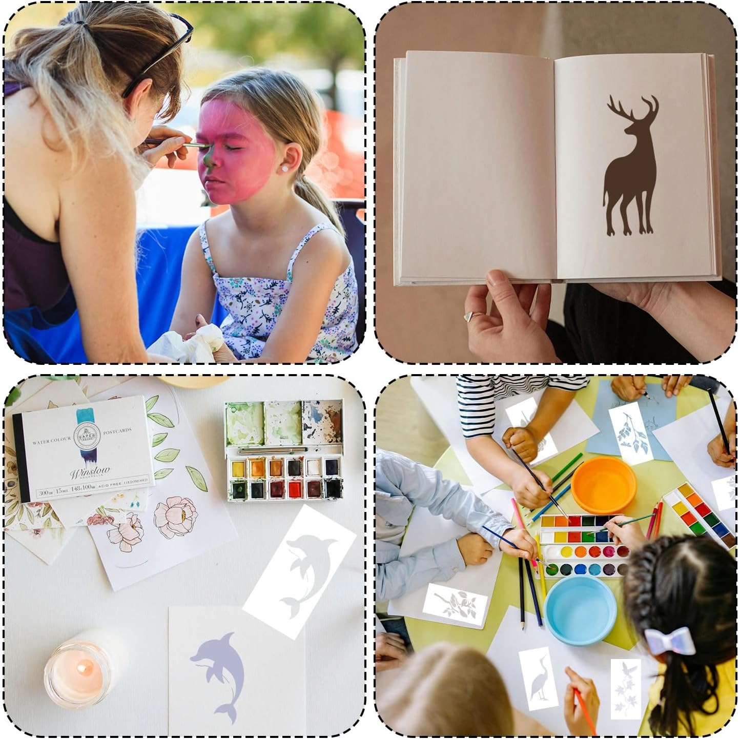 24Pcs Wildflower Stencils for Painting - Reusable Crafts Stencils with Flower, Leaf & Animal Templates for Canvas, Wood, Wall Art & Home Decor image number 1