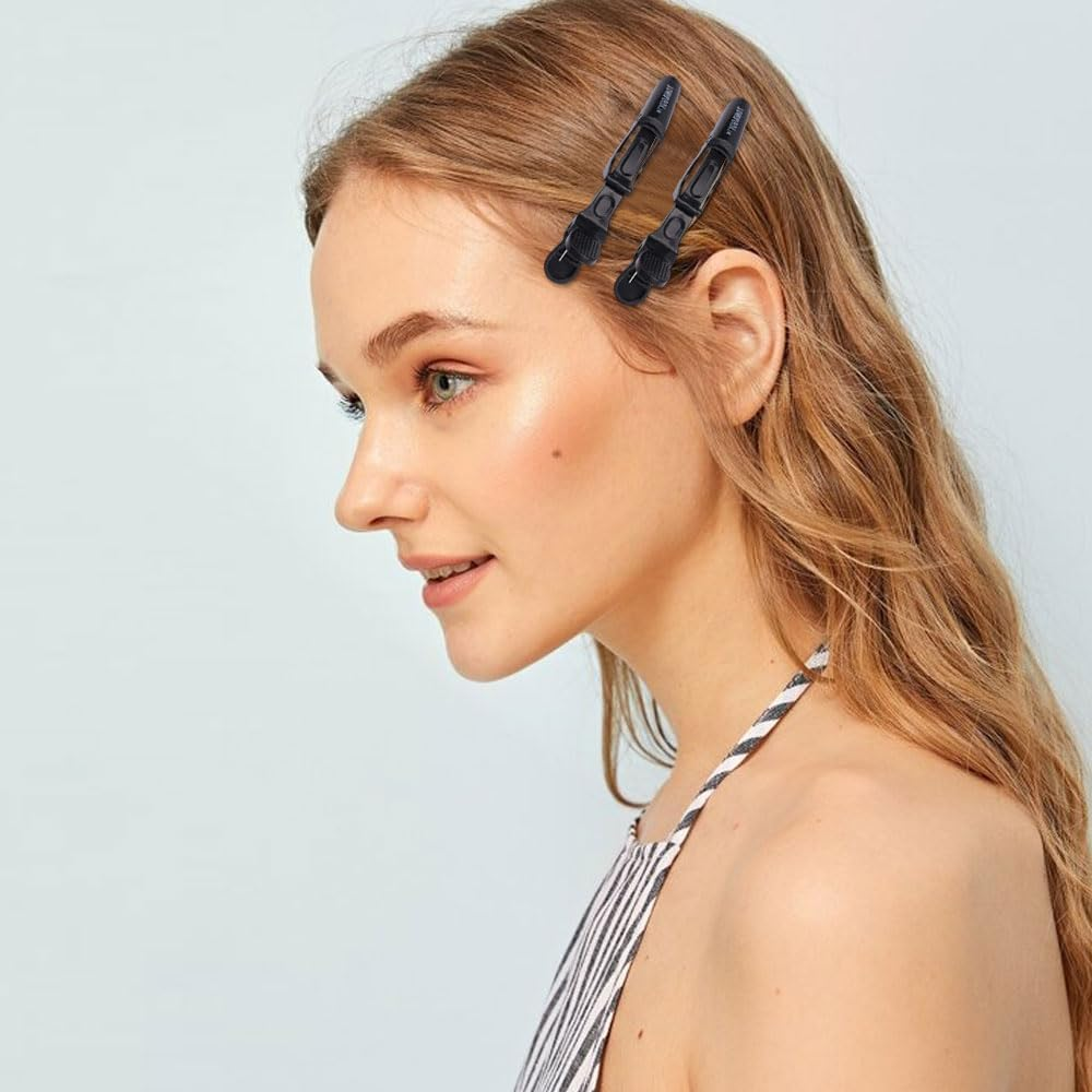Hairdresser Hair Clips, 24 Pieces Plastic Hair Clips, Professional Alligator Clips for Salon, Black image number 2