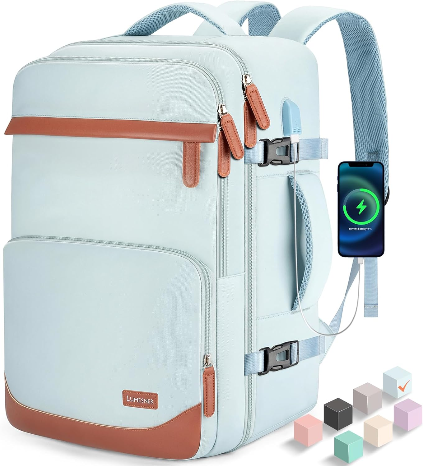 Velaybor Travel Backpack with USB Charging Port|Waterproof Carry-On Bag|Business Laptop Backpack for Men & Women