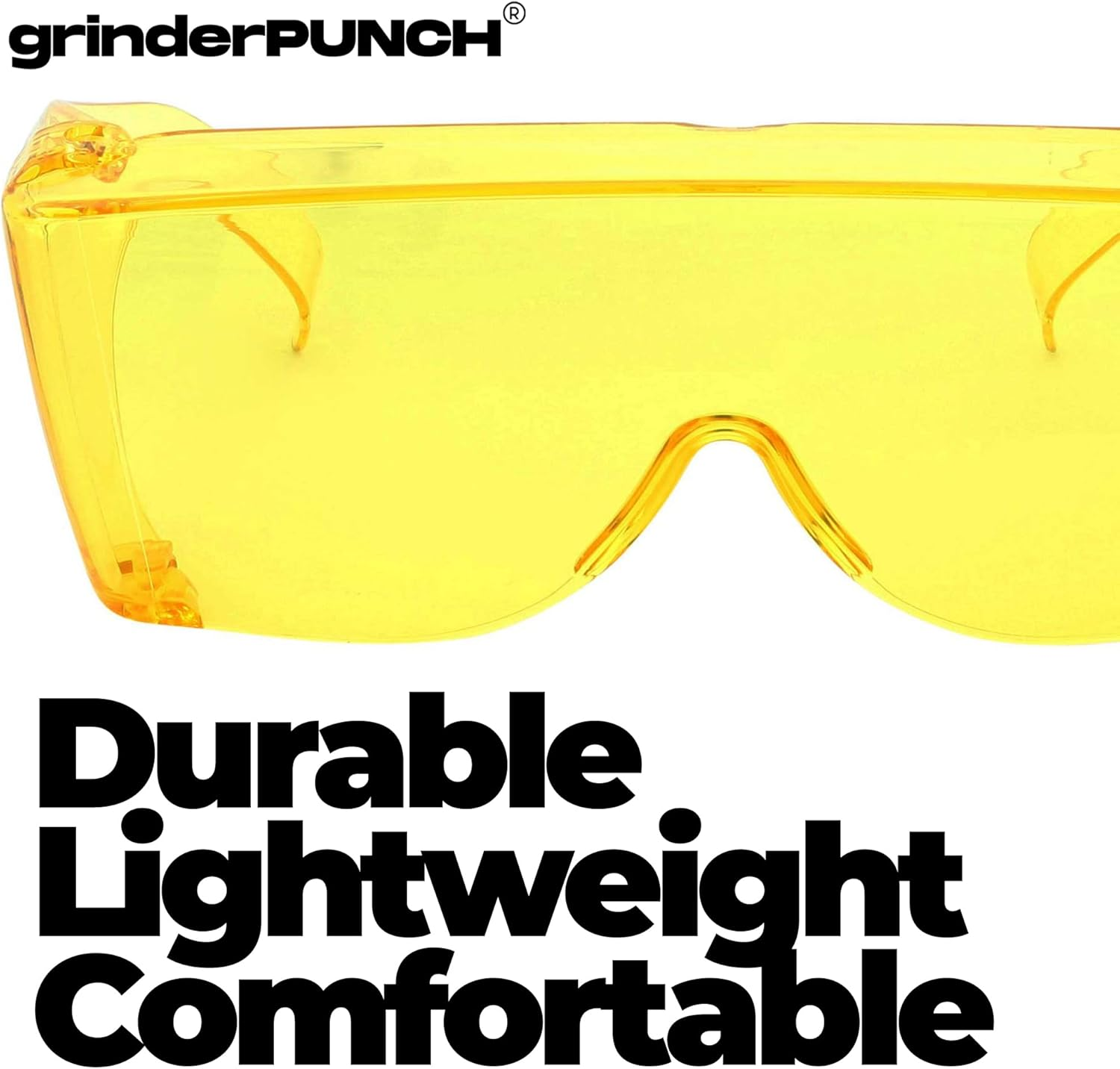 Grinderpunch Cover-Ups Night Driving Fit over Sunglasses - Wrap around Sunglasses - People Who Wear  Glasses in the Sun (Yellow) image number 4