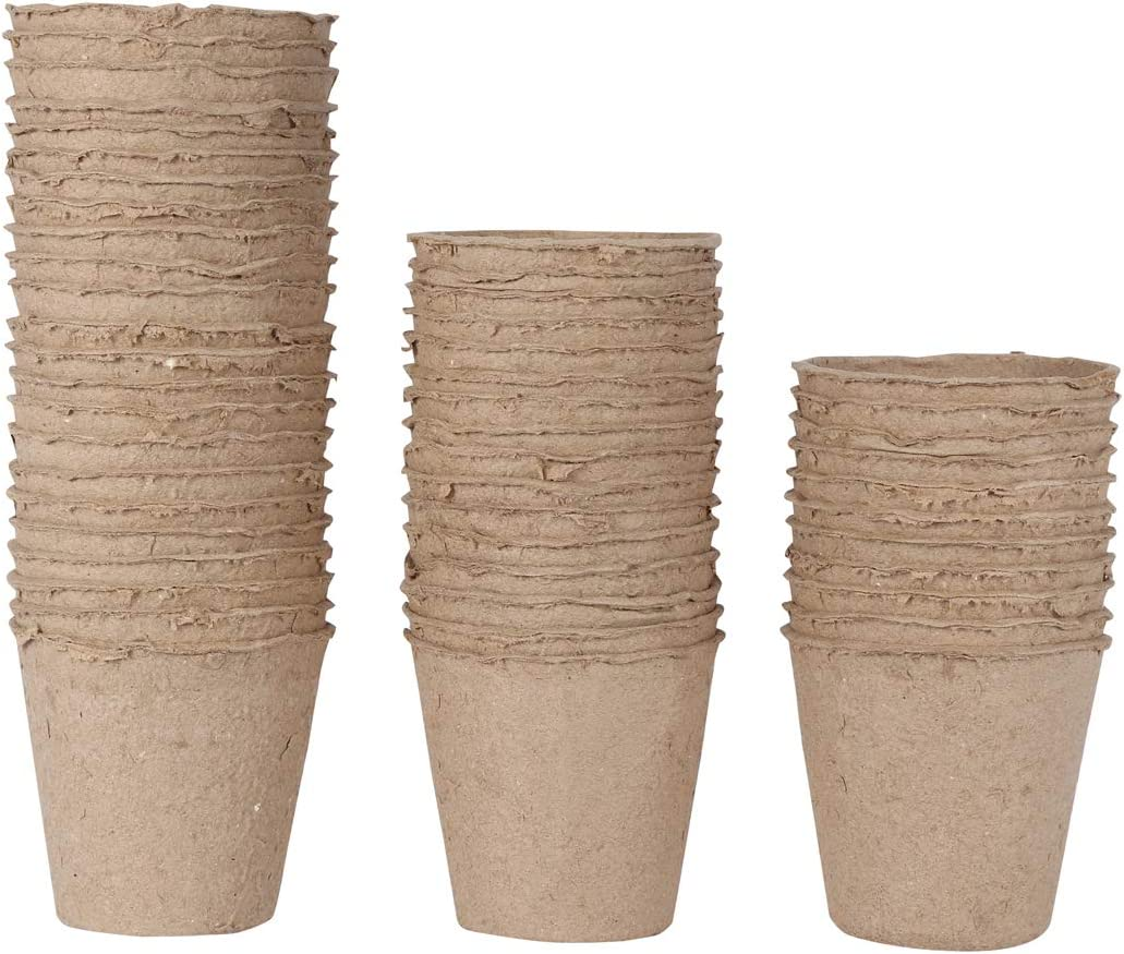 Skycabin Biodegradable Peat Pots for Seed Starting 50PCS 8CM Garden Nursery 100% Natural Plantable Seedling Pots for Plant Starters, Seedlings, Saplings, Flowers, Vegetables image number 4