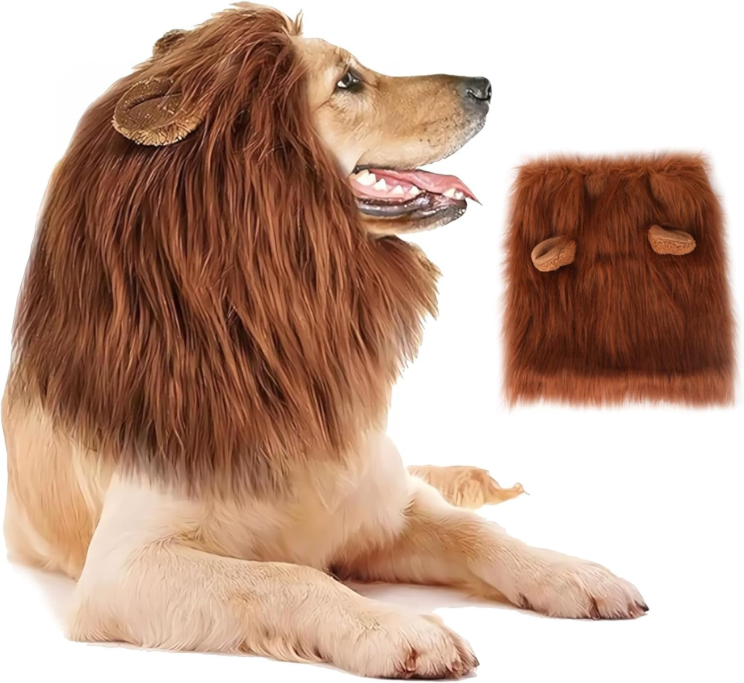2024 Lion Mane for Dog, Dog Lion Mane Costume, Realistic Lion Mane Costume for Dog, Pet Clothes Adjustable Lion Mane Costume for Dog with Ears for Medium and Large Dog Dress up /180