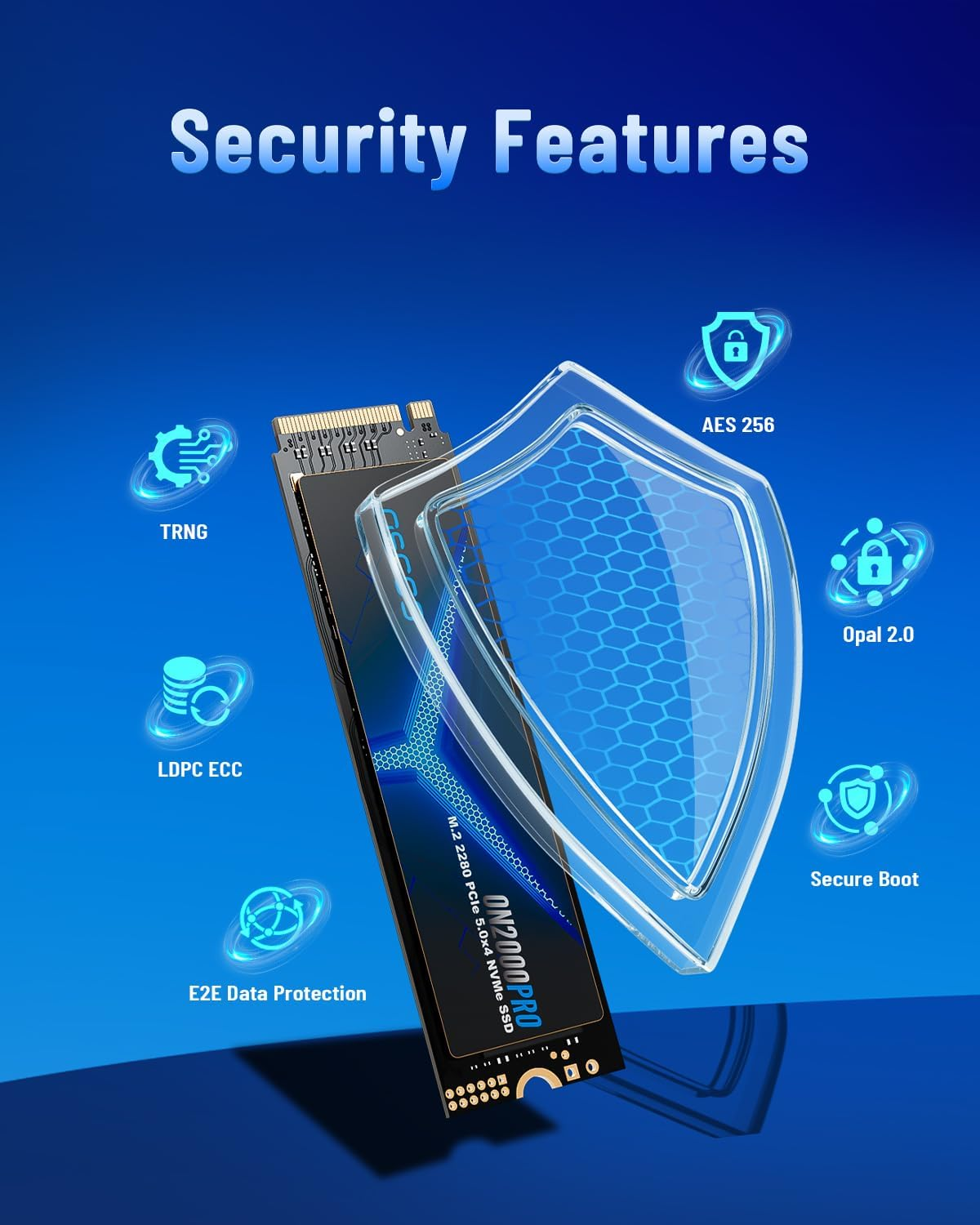 OSCOO 2TB SSD Pcie 5.0X4 M.2 2280 Seq. up to 14000/13000 Mb/S Read/Write Gen5 Nvme 3D TLC NAND High Performance Internal Solid State Drive for AI Applications, Gaming, PC, Laptop On2000Pro image number 2