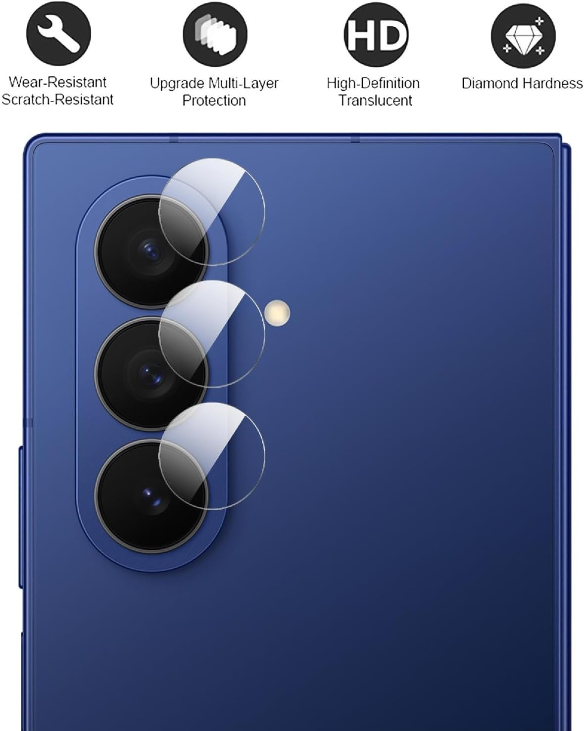 GIOPUEY Ultra Thin Pack of 4 Camera Protection Compatible with Samsung Galaxy Z Fold 7, HD Camera Glass Screen Protector [Scratch-Resistant] Camera Protector image number 1