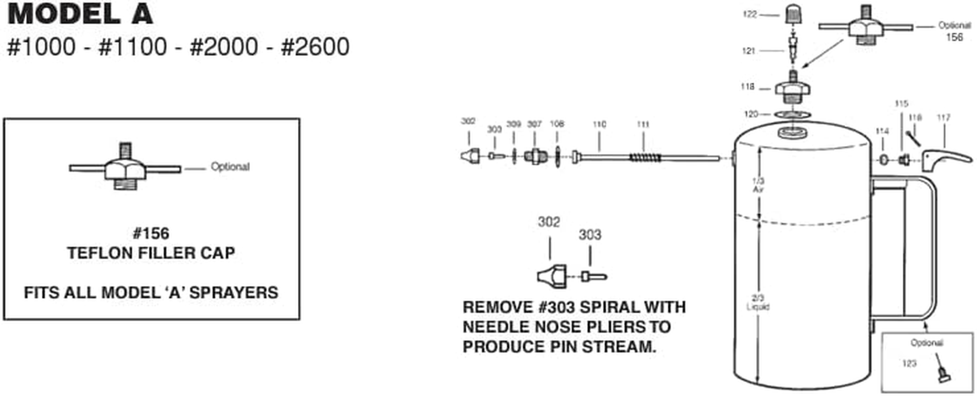 Sure Shot SUR-156 Filler Cap Assembly for Models 1000/2000 - Easy Hand-Tightening Handle for Fast Refilling, Durable Replacement Part - Made in the USA