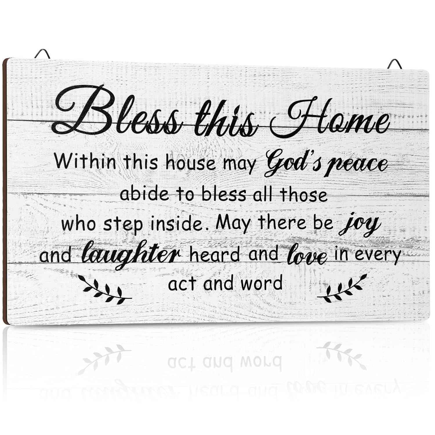Yalikop House Warming Gifts New Home Bless This Home Wall Decor House Blessing Plaque Farmhouse Entryway Sign Wood Rustic Sign for Living Room Bedroom Homeowner Gift Decor(13.8 X 8 Inches,White)