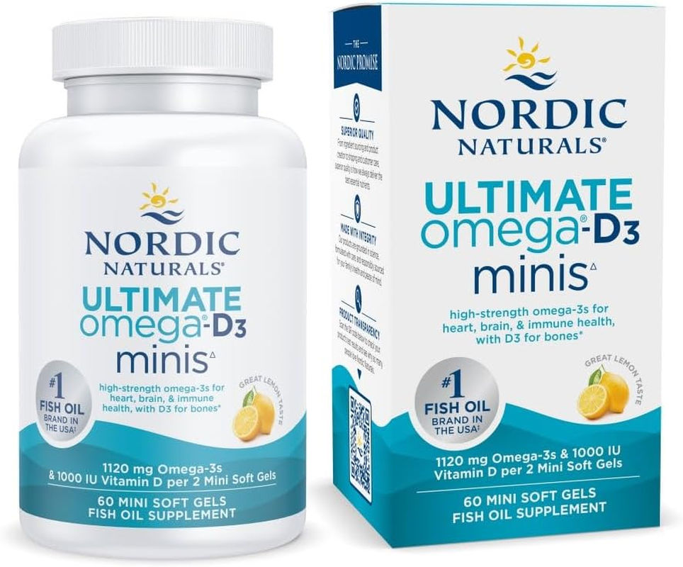 Nordic Naturals Ultimate Omega 2X Mini D3, Lemon Flavor - 1120 Mg Omega-3 + 1000 IU Vitamin D3-60 Mini Soft Gels - Omega-3 Fish Oil - EPA & DHA - Promotes Brain & Heart Health - 30 Servings - Fish image number 6