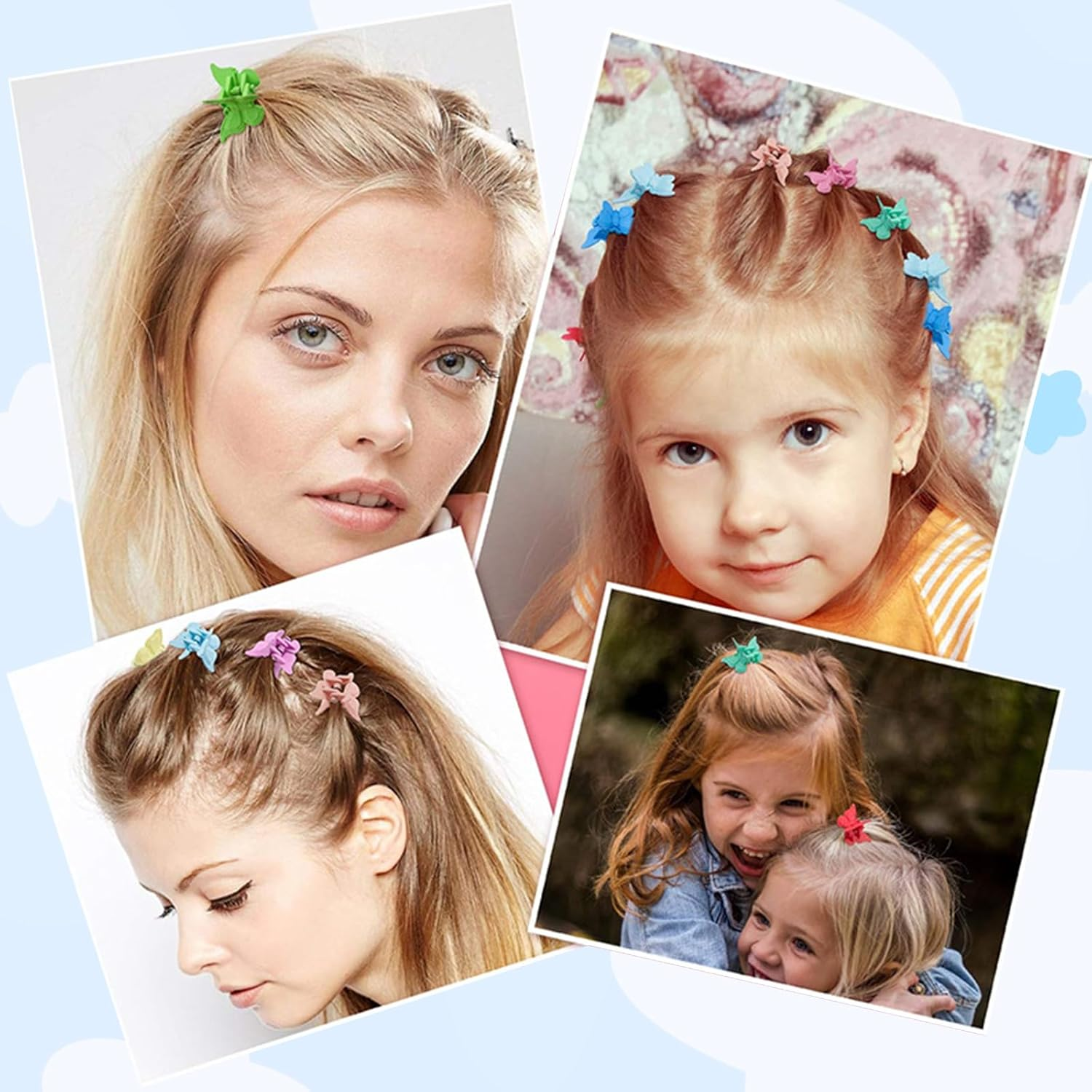BDSHUNBF 100 Pcs Flower Hair Clips Small Butterfly Hair Clips, Hair Claw Clips Strong Hold Hair Jaw Clamps, Cute Claw Clips for Thick Hair, Sparkly Colorful Hair Accessories for Girls and Women image number 6