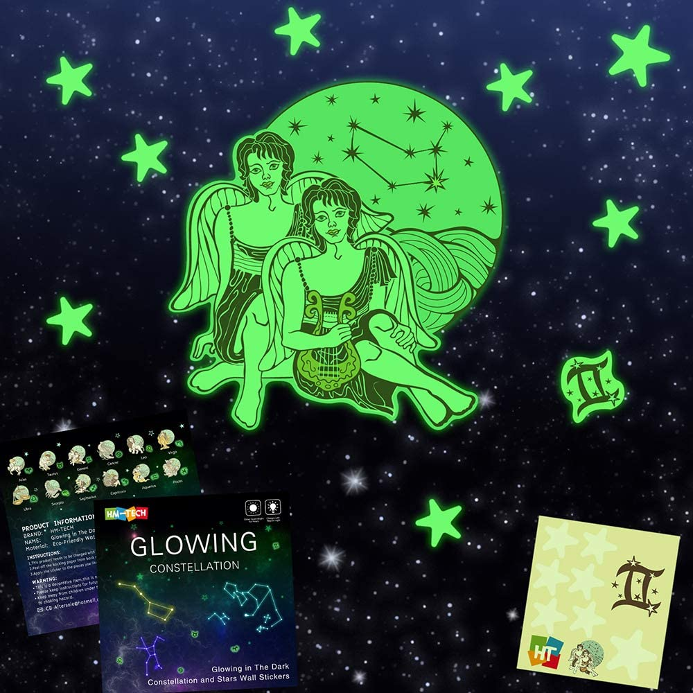 Glow in the Dark Stars and Planets, Bright Solar System Wall Stickers -Sun Earth Mars,Stars,Shooting Stars and so On,9 Glowing Ceiling Decals for Bedroom Living Room,Shining Space Decoration for Kids