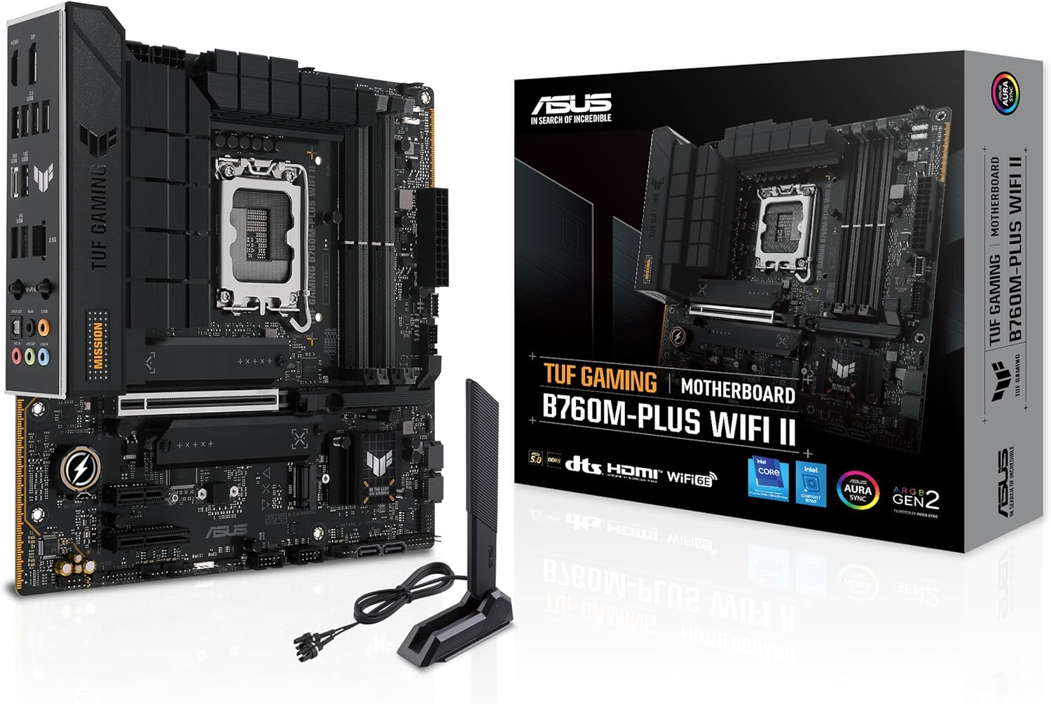 ASUS TUF Gaming B760M-PLUS Wifi II Motherboard Intel B760 LGA 1700 Matx (Pcie 5.0, M.2, DDR5, Wifi 6E, Q Antenna, Realtek 2.5GB Ethernet, DP, HDMI, SATA 6Gbps, USB Type-C, Thunderbolt 4, Aura Sync) image number 4