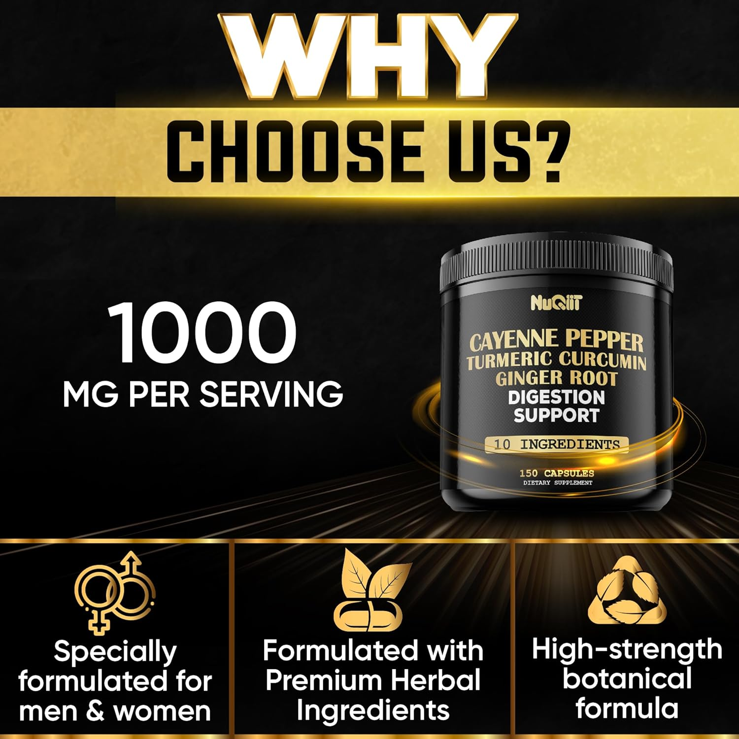 Cayenne Pepper Capsules Extract with Turmeric Curcumin Root, Ginger Root, Berberine Hcl & More - 150 Capsules