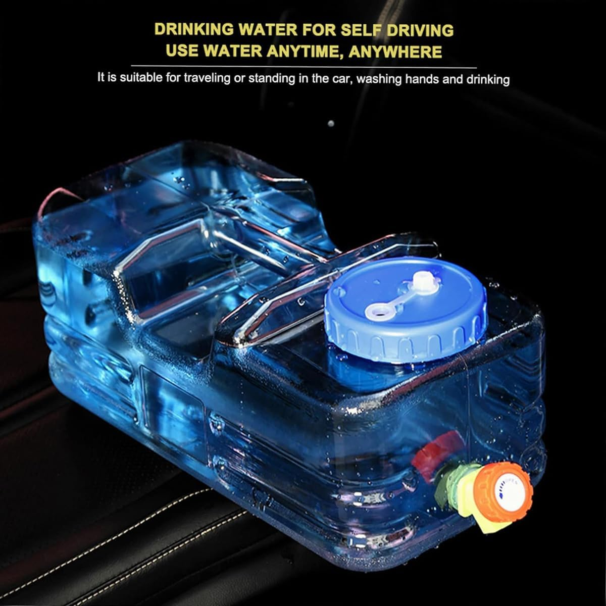 AIMALL 2.64 & 1.32 Gallon Low Flat PC Water Storage Buckets with Tap, Ergonomic Handle, Wide Mouth, for Outdoor Camping Self-Driving Travel Tea Set Drinking Use &ndash; Blue image number 3