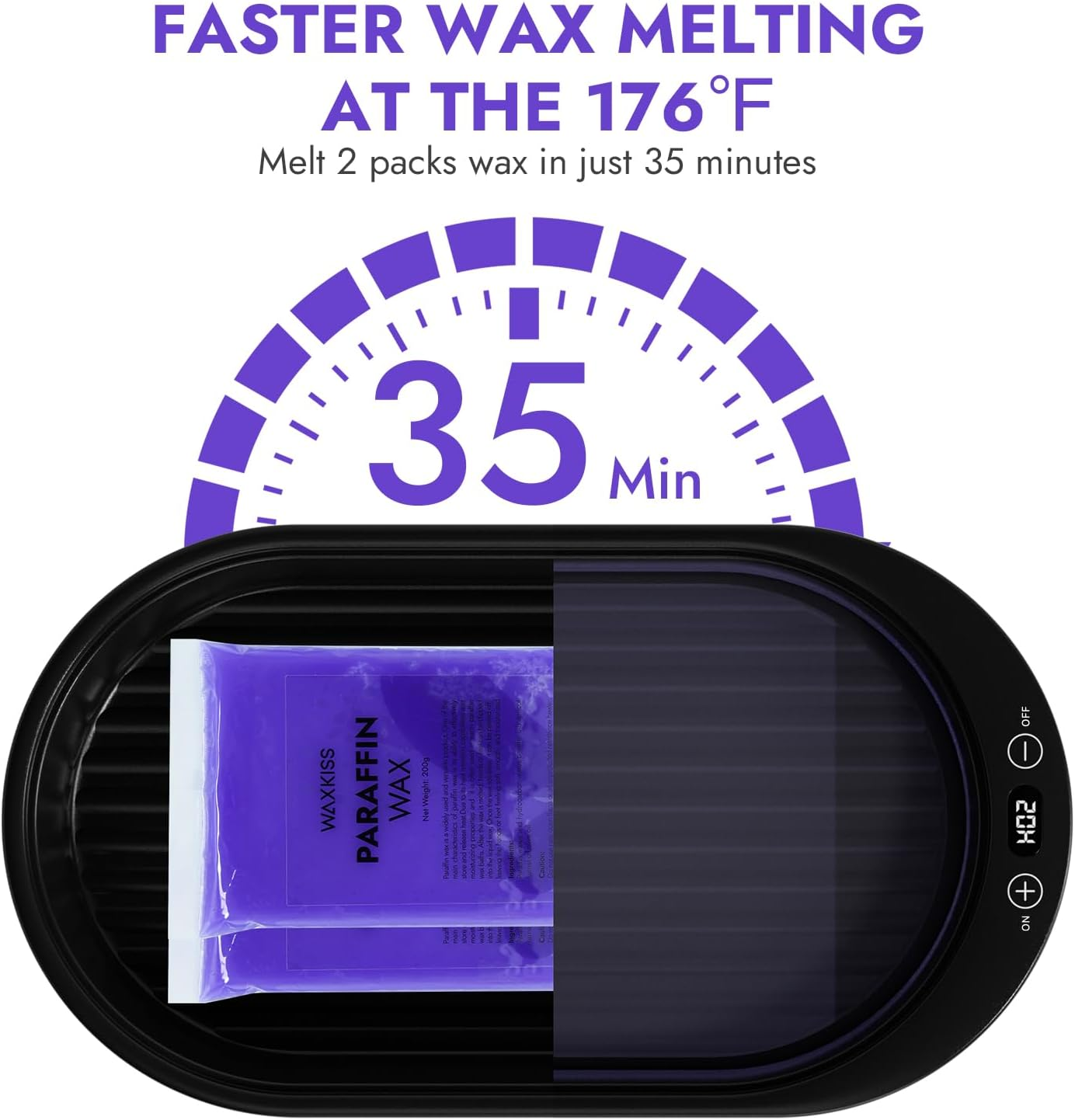 Waxkiss Paraffin Wax Machine for Hands and Feet - Small Hand Wax Paraffin Machine 2000Ml with 3 Packs of Paraffin Wax Digital Display Screen for Paraffin SPA - M2A_B image number 4