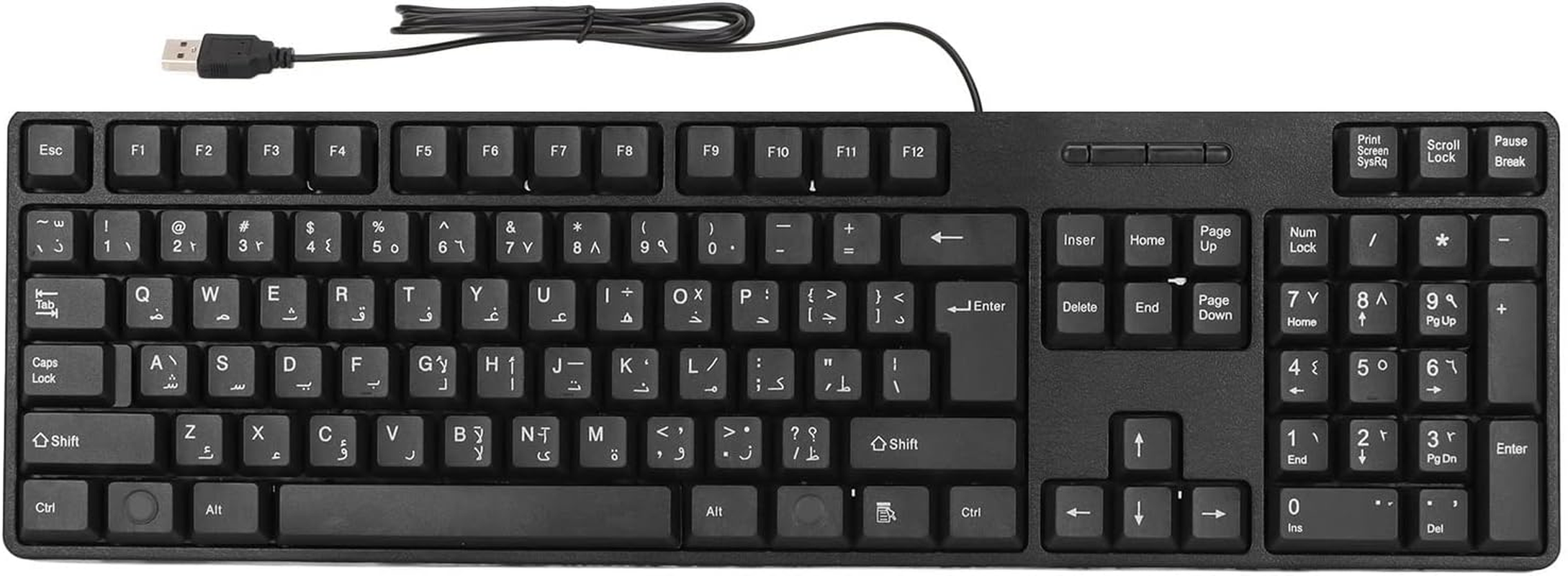 Arabic Wired Keyboard,104 Keys USB 1.5M Wired Keyboard,Mc-689 Ergonomic Typewriter,Universal Office/Home/Gaming Keyboard,For Desktop Computer Laptop image number 3