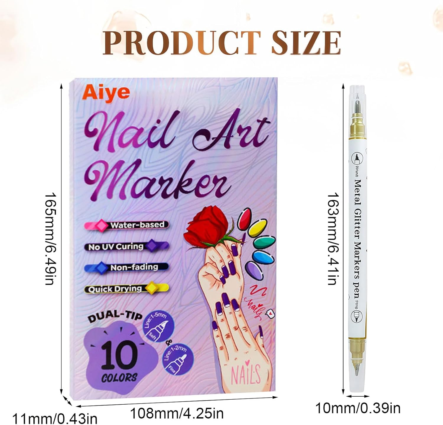 HATOTO 10 Colors Nail Art Pens Set, 3D Nail Art Markers Polish Pen, DIY Marker Drawing Painting Liner Pen, Manicure Tools for Graffiti Dotting Drawing Painting Point Liner (10 Colors)