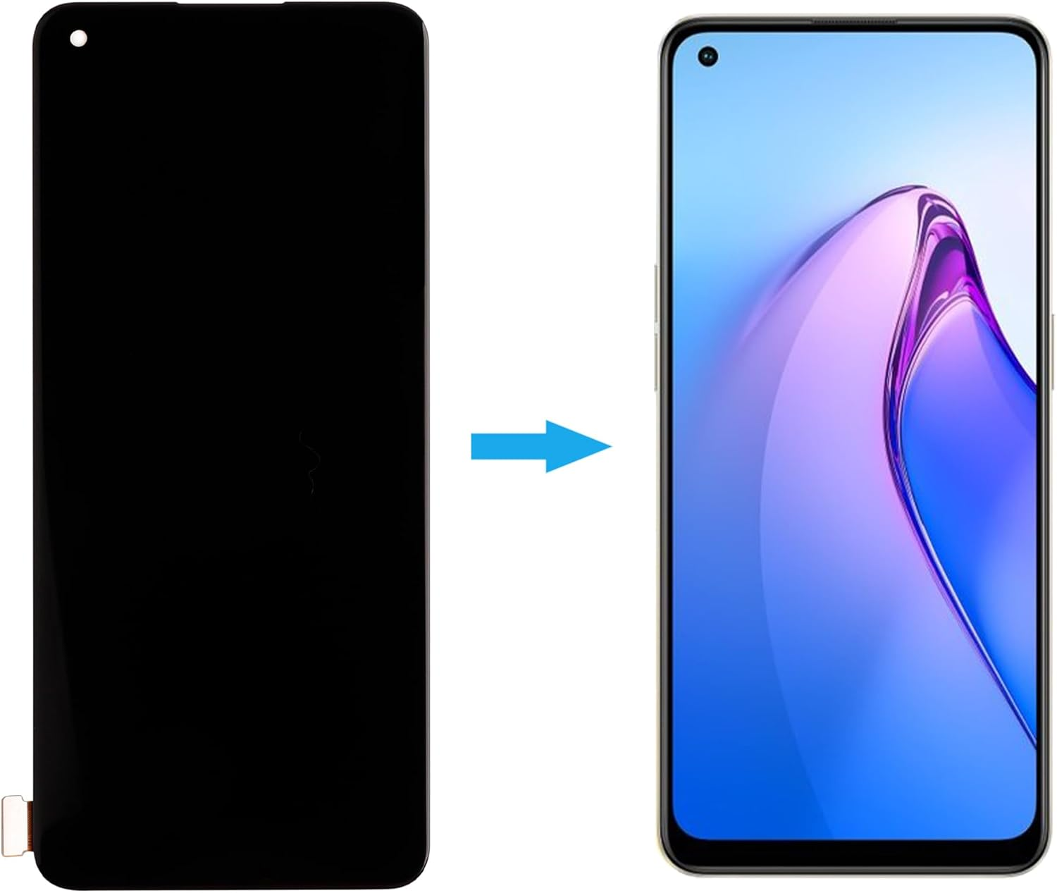 Duotipa TFT LCD Display Touchscreen Digitizer Assembly Replacement for Oppo Reno 8 5G CPH2359 6.43 Inch with Technical Repair Tools Kit Black image number 4