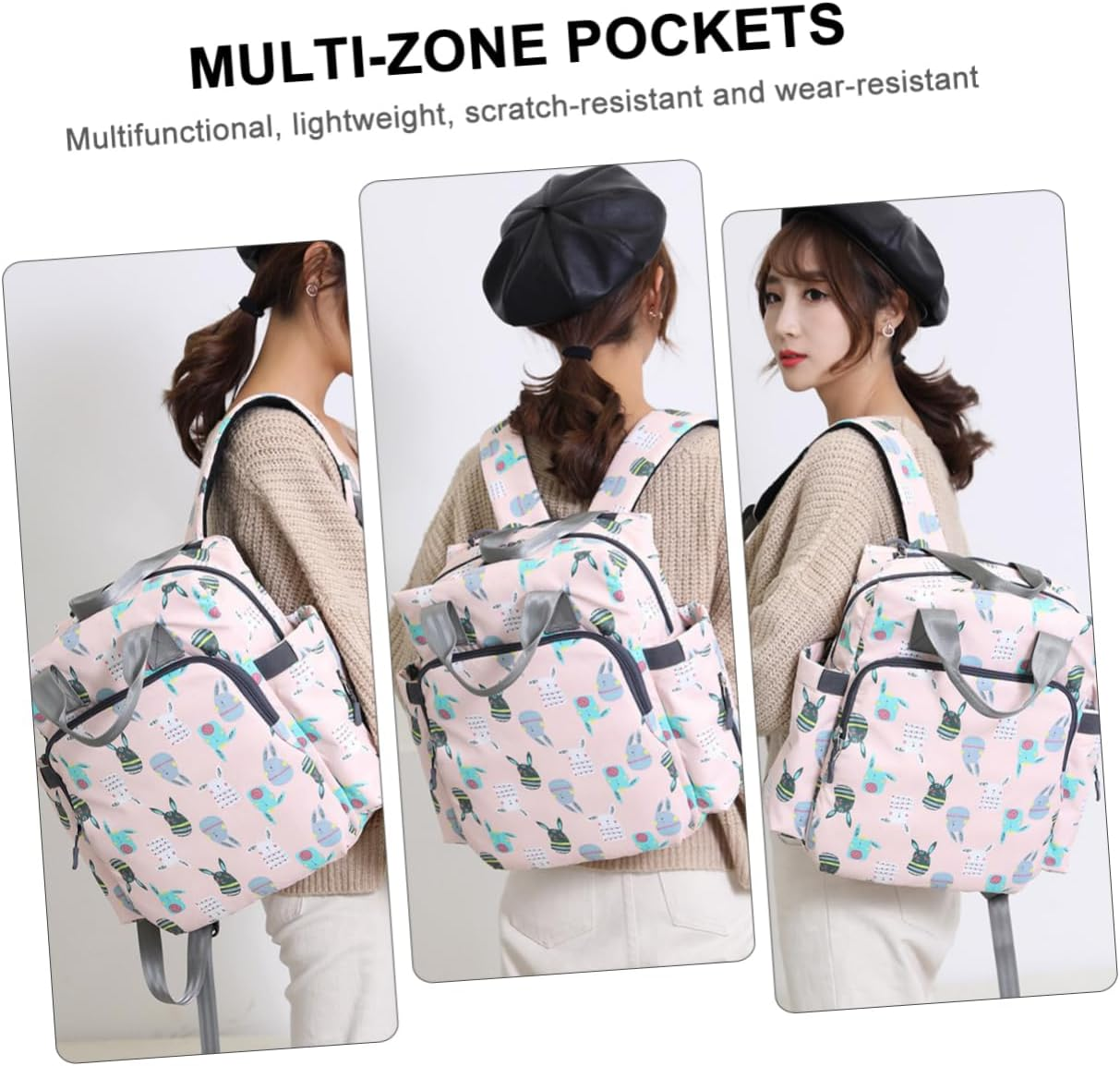 Elegant Mom Large Backpack Diaper Bags for Mom Handbag Stroller Compatible Travel Nappy Bag