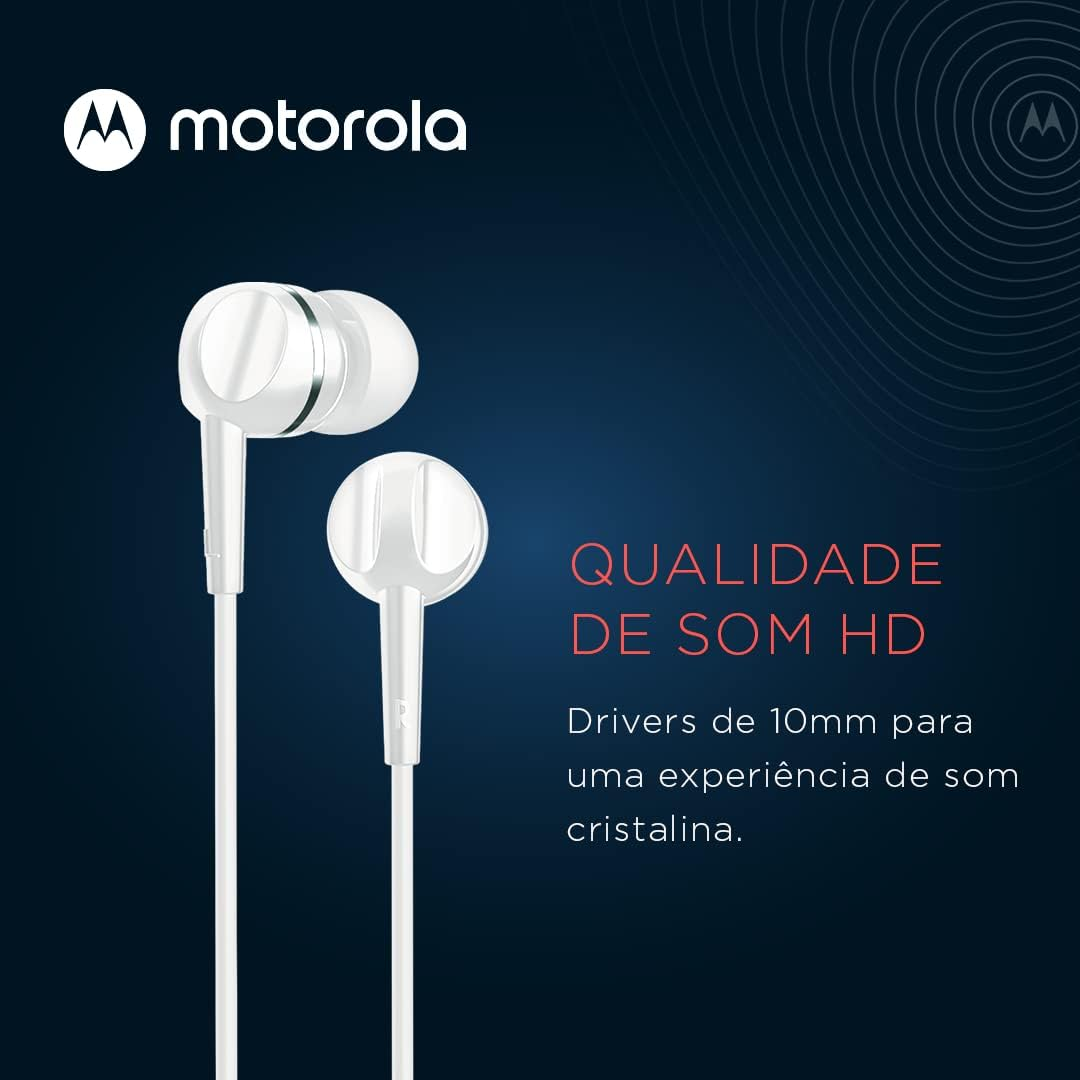 Motorola Sound Earbuds 105 - Wired In-Ear Stereo Headphones with Microphone for Hands-Free Calls - White image number 4